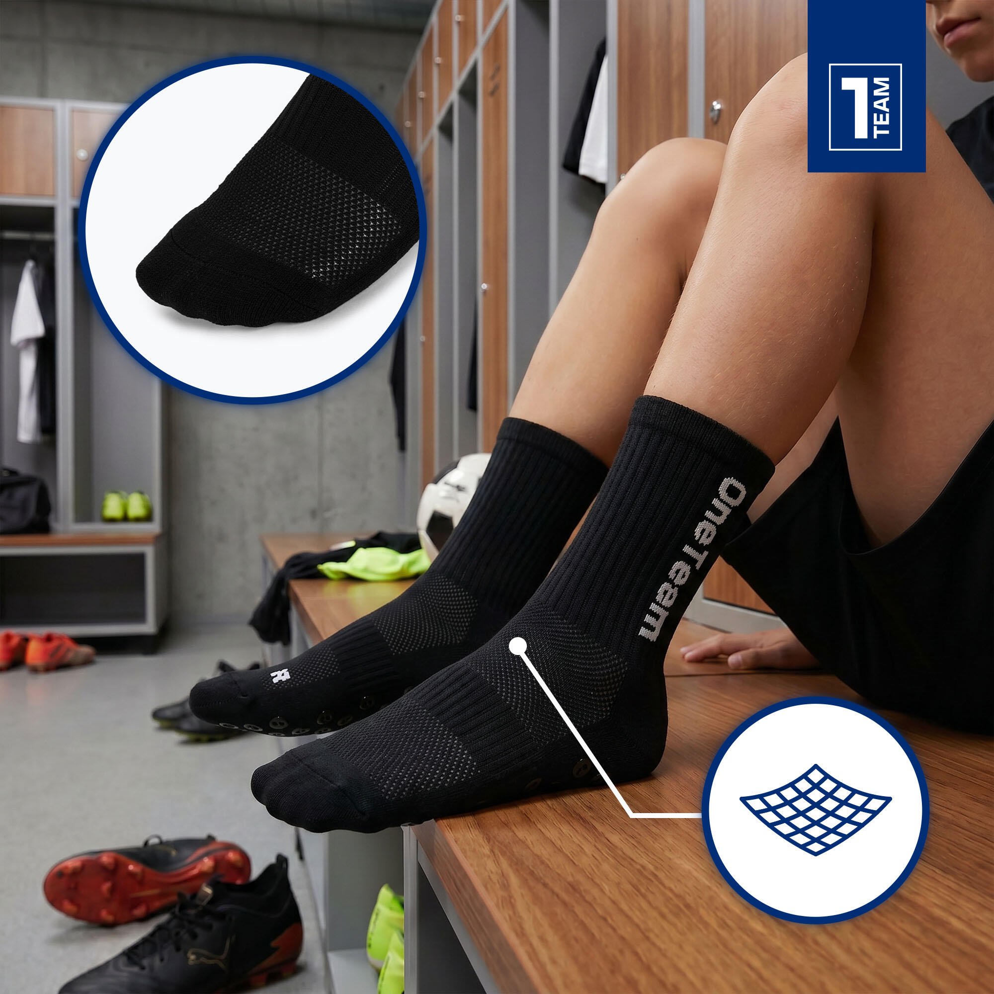 Kinder-Fußballsocken OneTeam Precision Grip rutschfest 2er-Pack 7/7