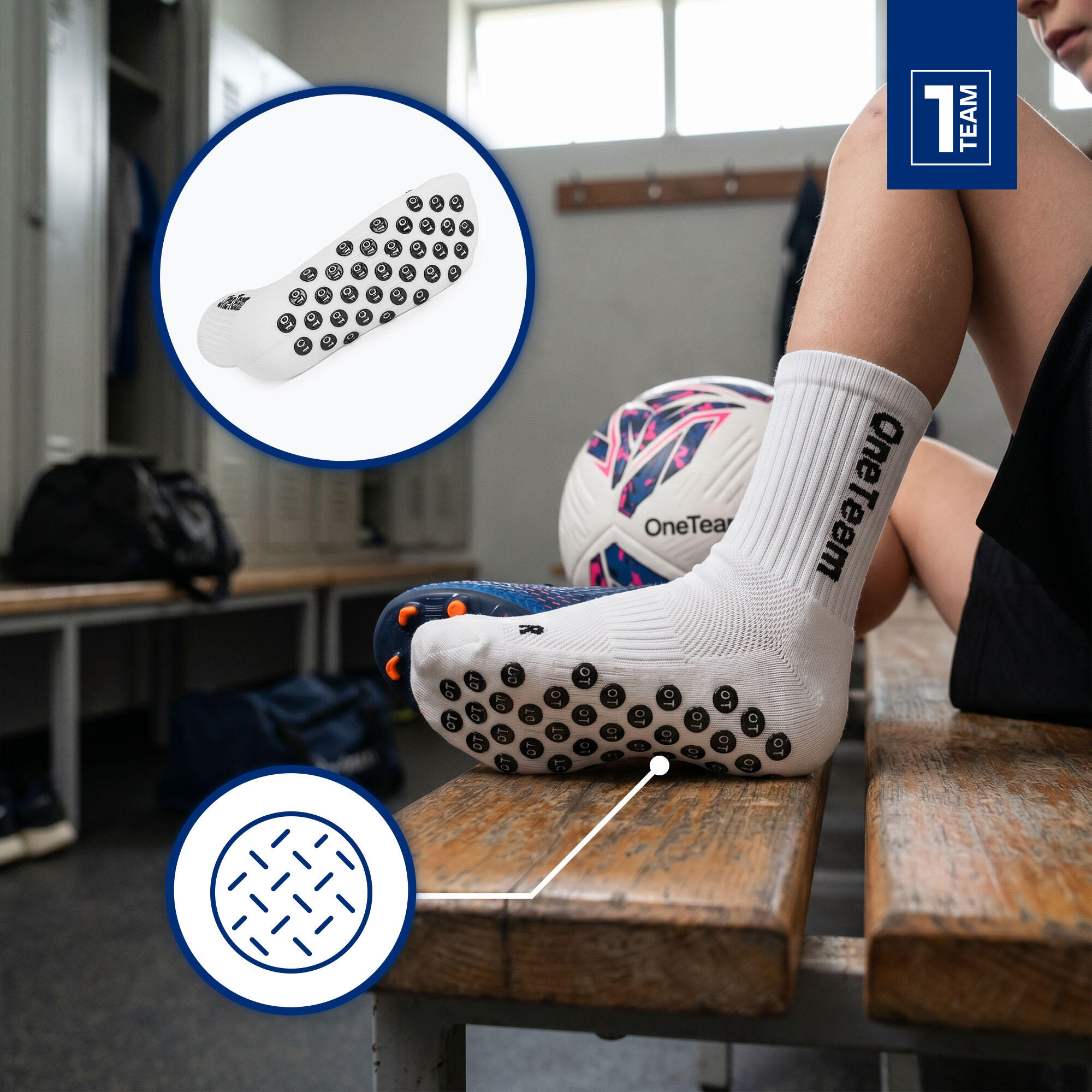 Skarpety piłkarskie dziecięce OneTeam Precision Grip antypoślizgowe 2-pack 6/7