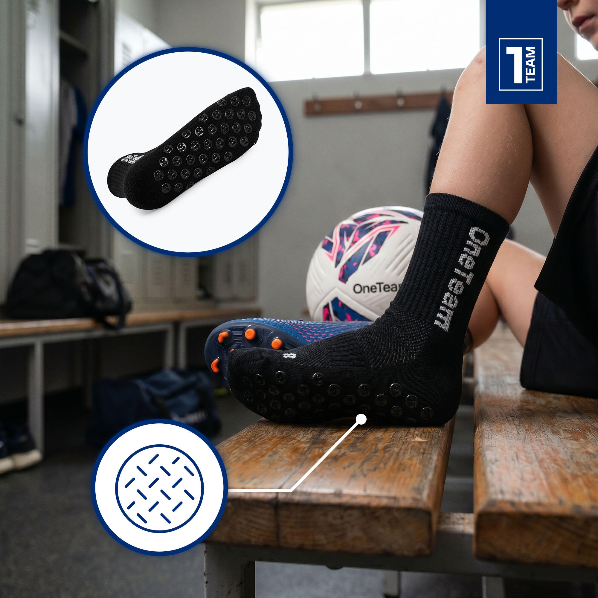 Kinder-Fußballsocken OneTeam Precision Grip rutschfest 2er-Pack 6/7