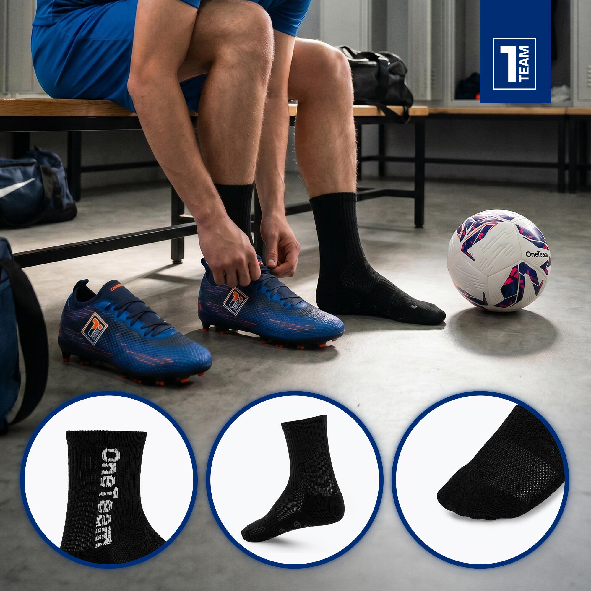 Kinder-Fußballsocken OneTeam Precision Grip rutschfest 2er-Pack 4/7