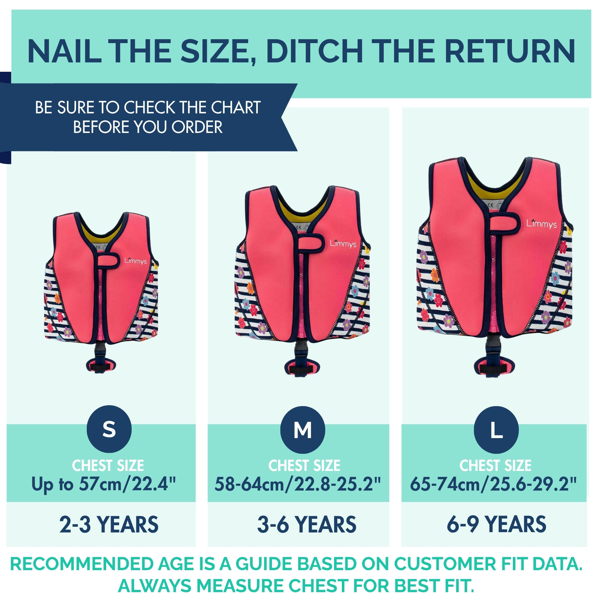 Colete de natação infantil de neoprene premium com bolsa com cordão 6/9