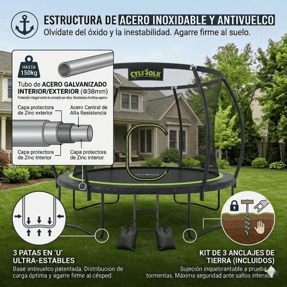 DEVESSPORT Cama Elástica Exterior de 10 Pies (305 cm) con Red de Seguridad 2/7