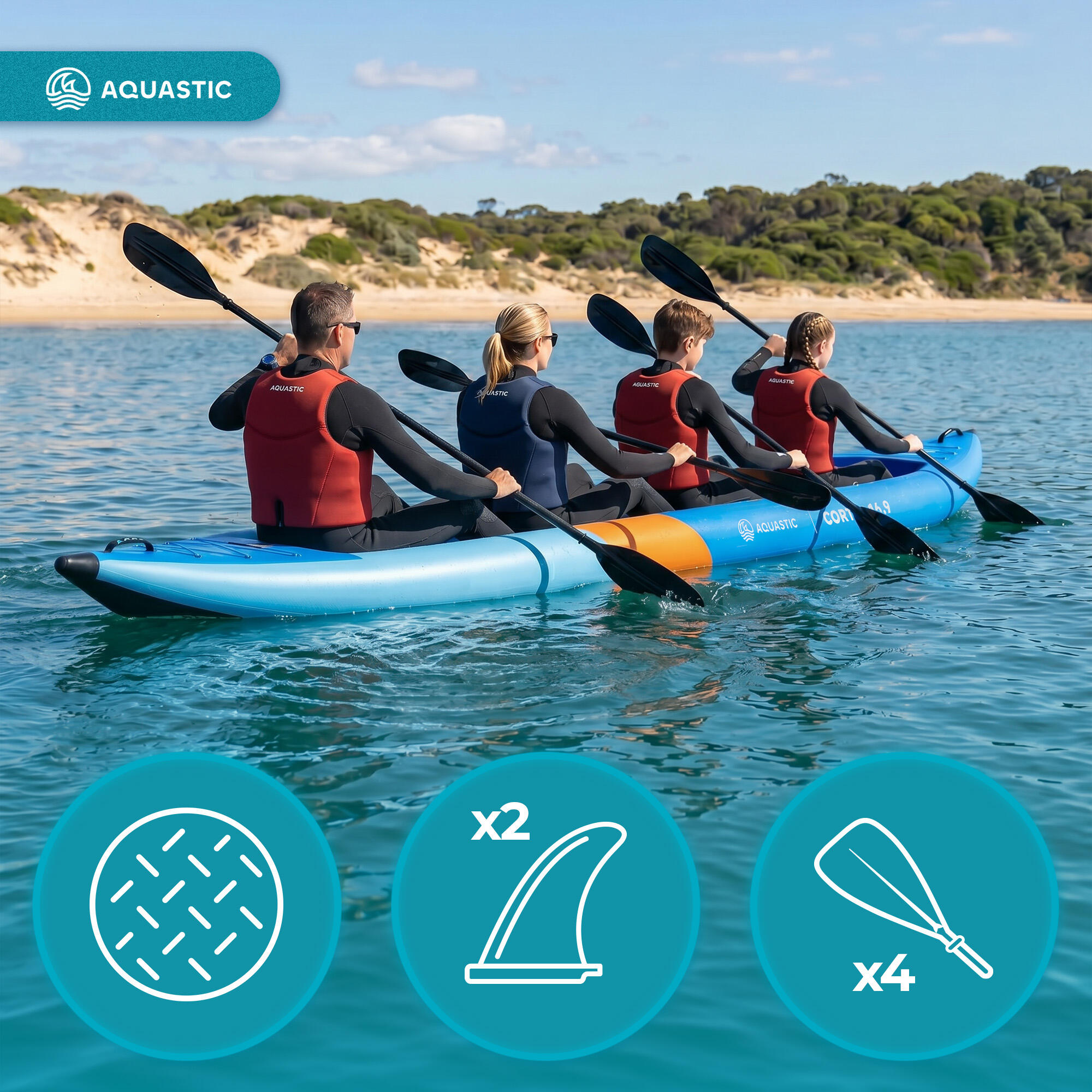 Kayak inflable para 4 personas AQUASTIC Cortez 16'9" 5/7