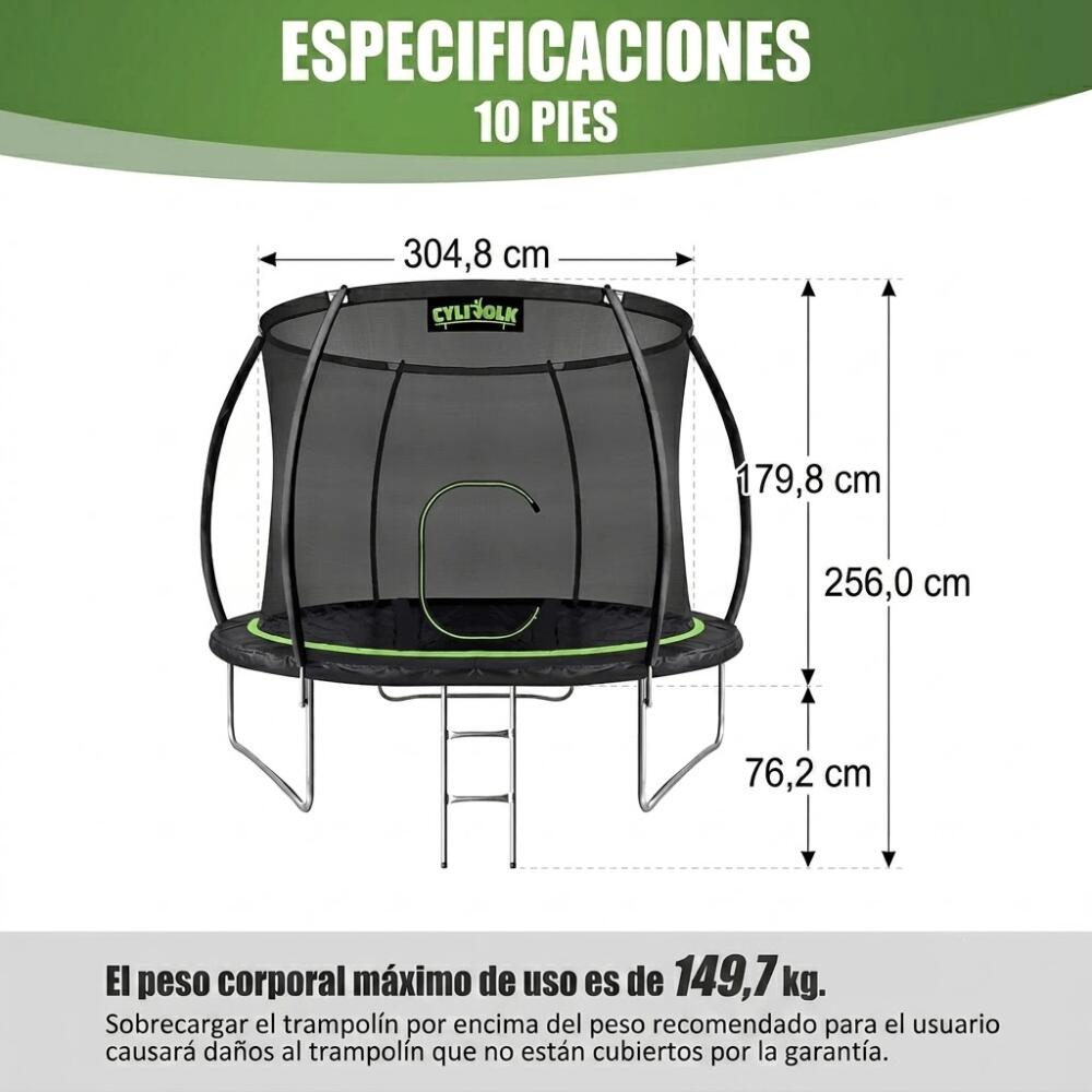 DEVESSPORT Cama Elástica Exterior de 10 Pies (305 cm) con Red de Seguridad 6/7