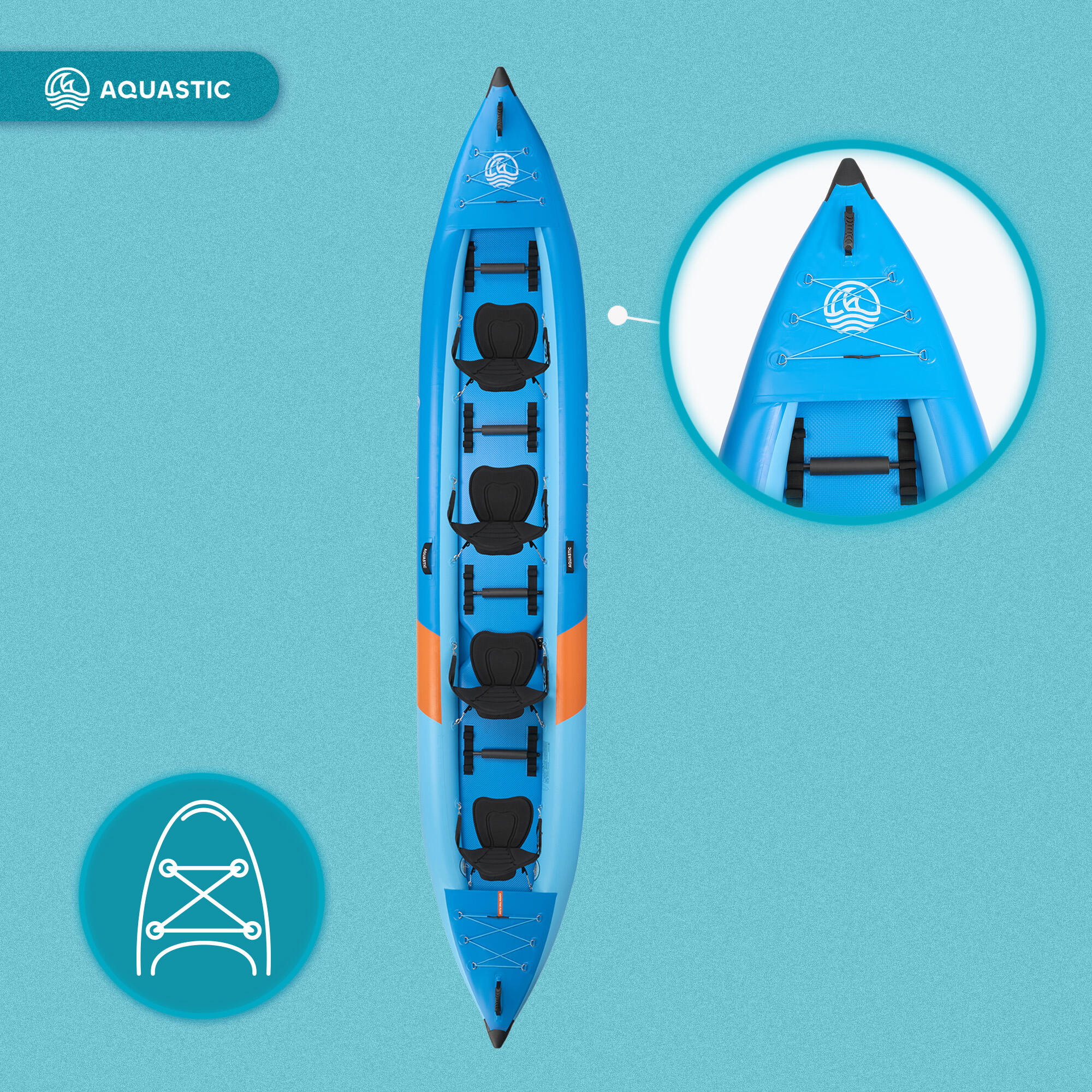 Kayak inflable para 4 personas AQUASTIC Cortez 16'9" 7/7