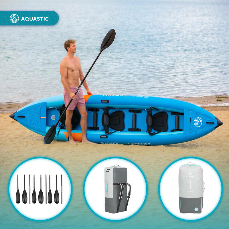 Caiac gonflabil pentru 3 persoane AQUASTIC Cortez 15'7"
