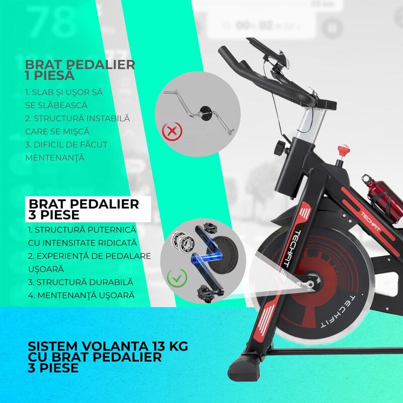 Bicicleta cycling TECHFIT® SBK PRO MAX, Pedale aluminiu, Utilizator 120Kg