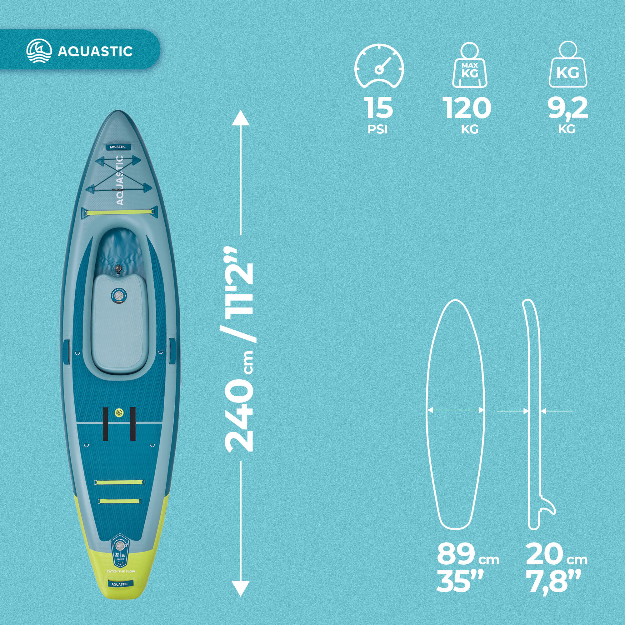 Kajak/SUP hybryda AQUASTIC Raglan 11'2" touring 2w1 do sportów wodnych 3/7