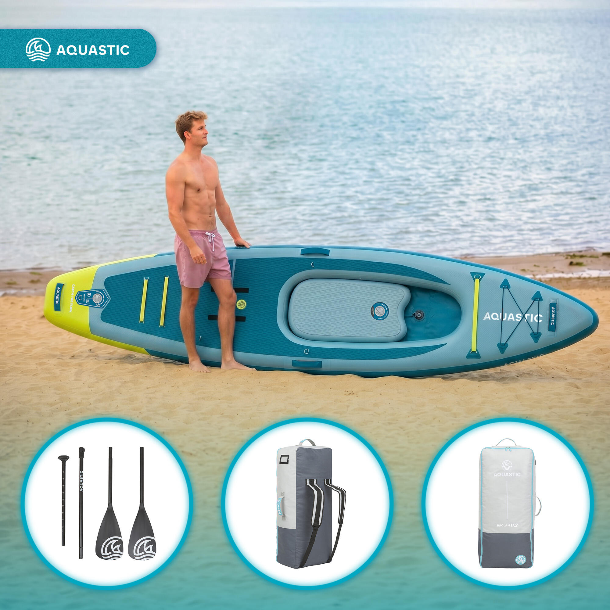 Kajak/SUP hybryda AQUASTIC Raglan 11'2" touring 2w1 do sportów wodnych 4/7