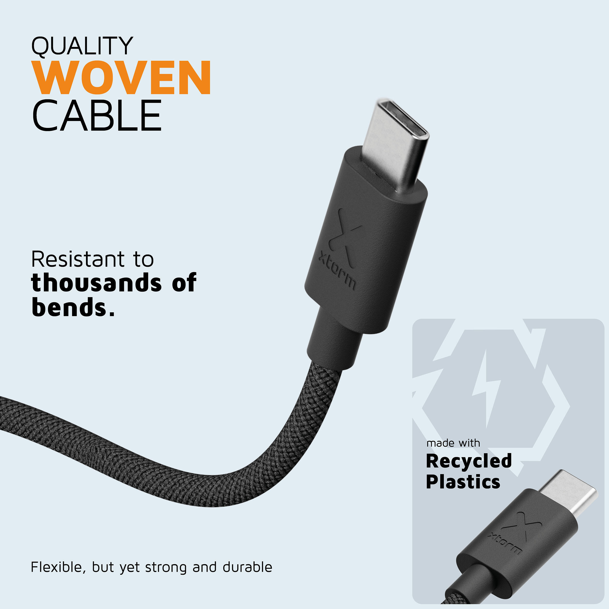 Cable USB-A a USB-C Go2 - 1 metro - Cables USB-A de alta resistencia - Negro 3/5