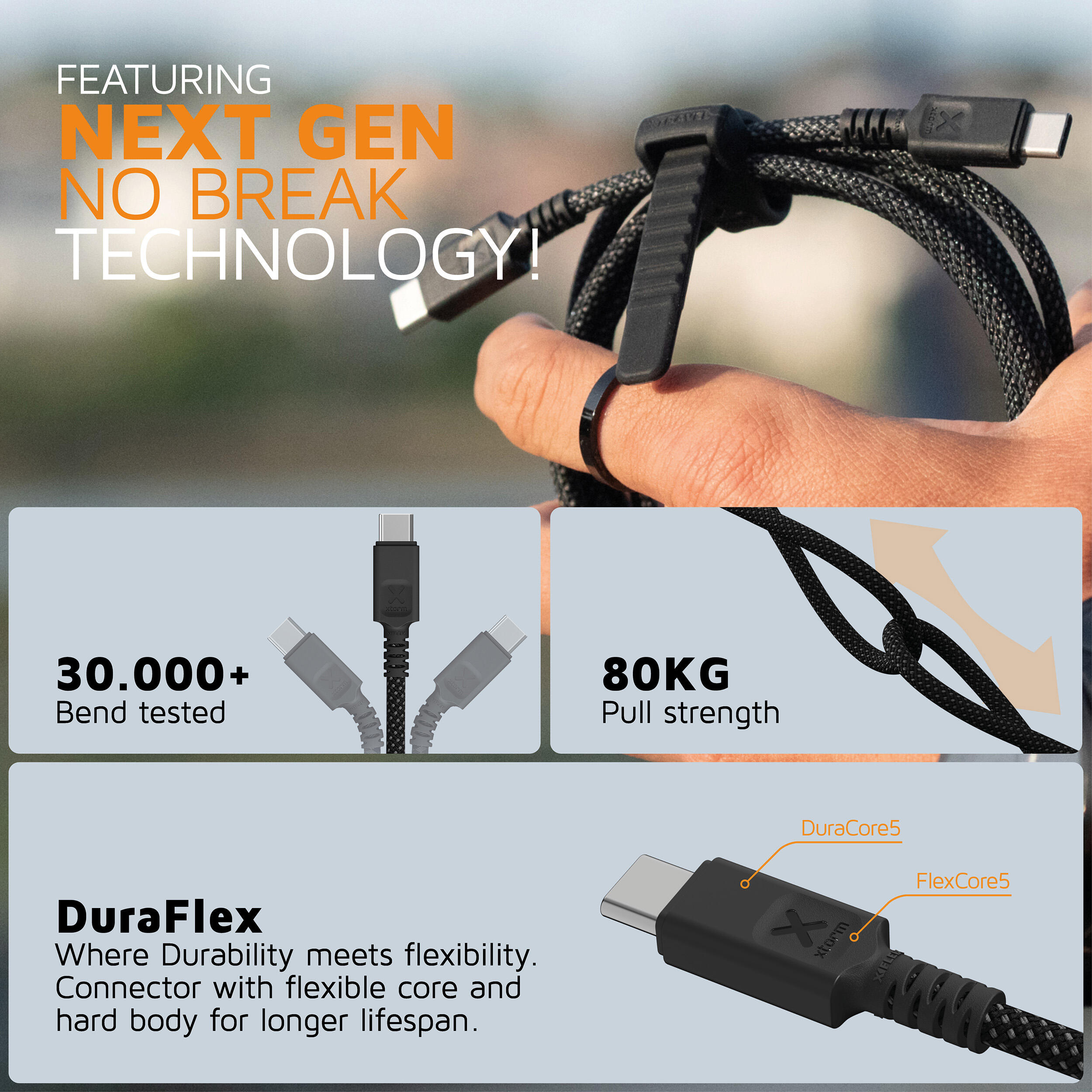 Xtorm Next Gen USB-C Kabel - USB-C auf USB-C - 100W - 1,5 Meter - Schwarz 3/6