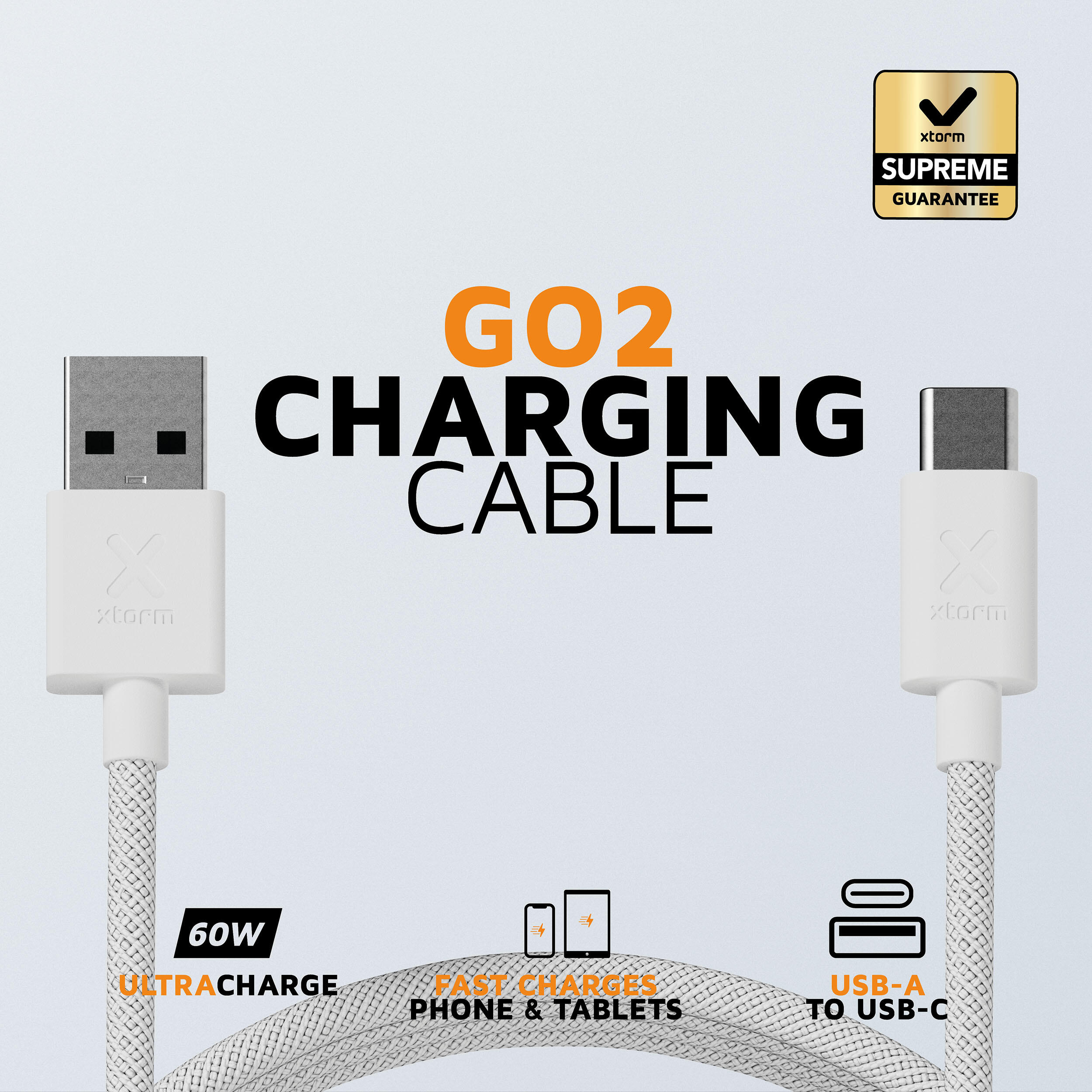 Cable USB-A a USB-C Go2 - 1 metro - Cables USB-A muy resistentes - Blanco 2/6