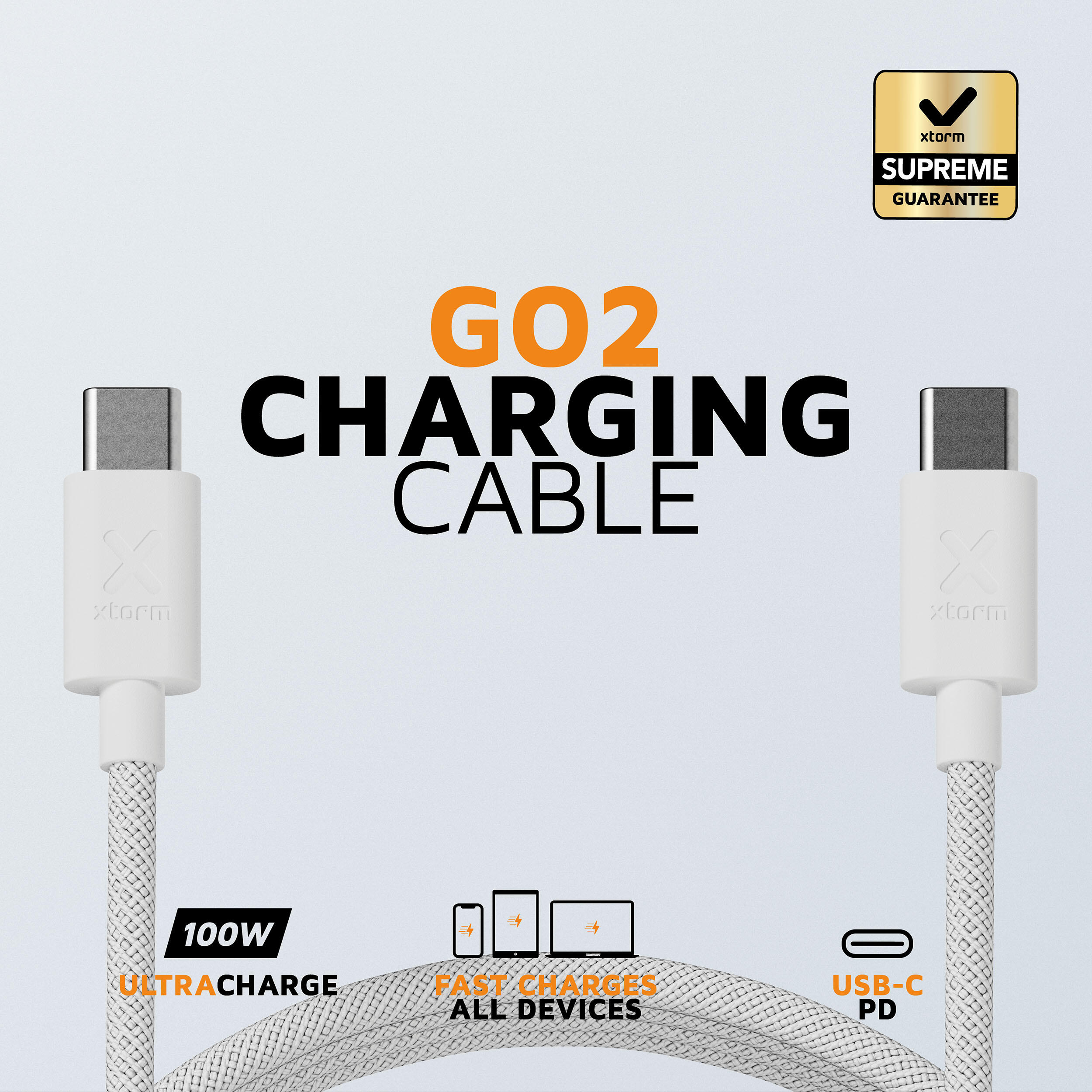 Xtorm Go2 USB-C PD 100W Cable - 1 Metre - Charge rapide - Blanc 2/6