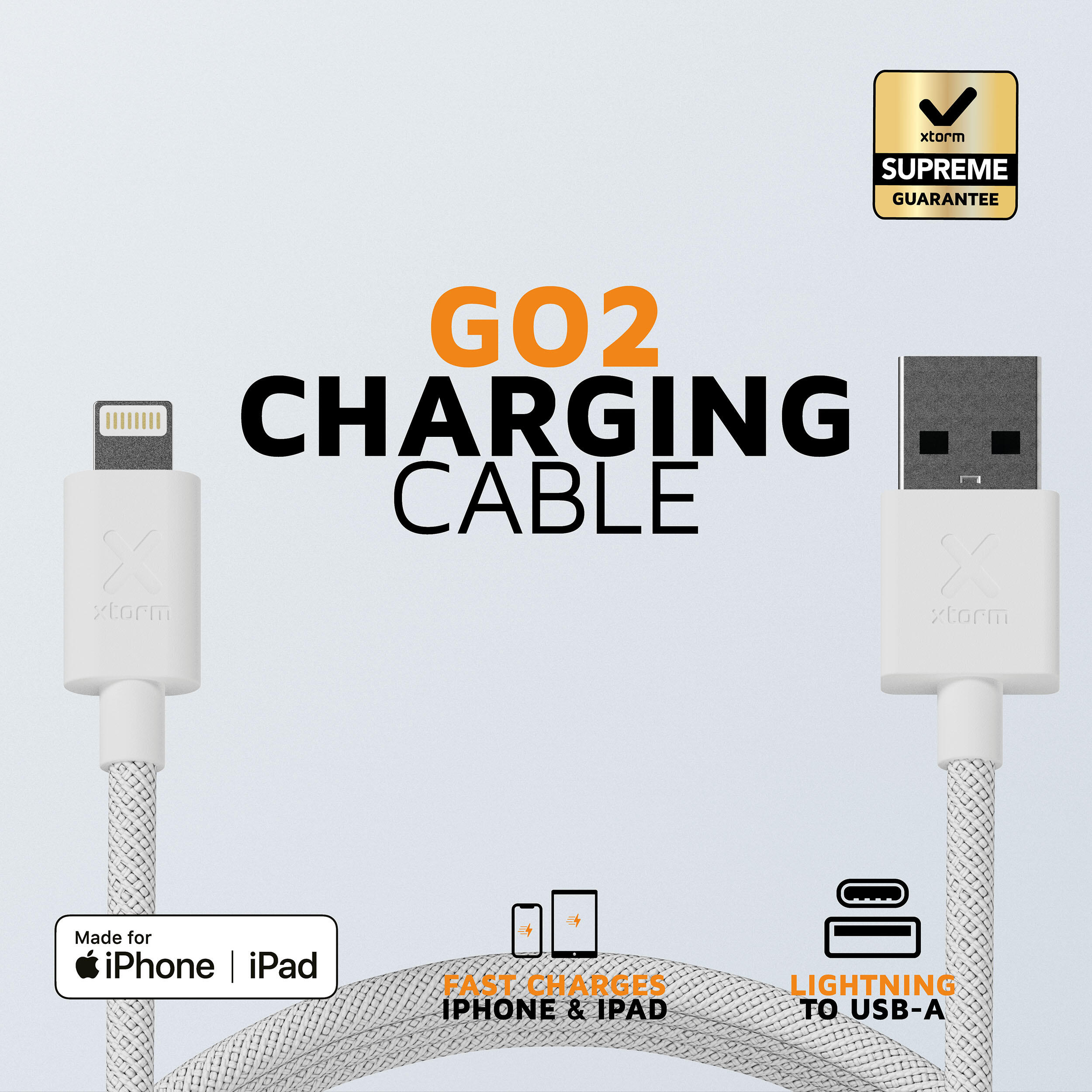 Cable USB a Lightning Go2 - 1 metro - Carga rápida - Blanco 2/6