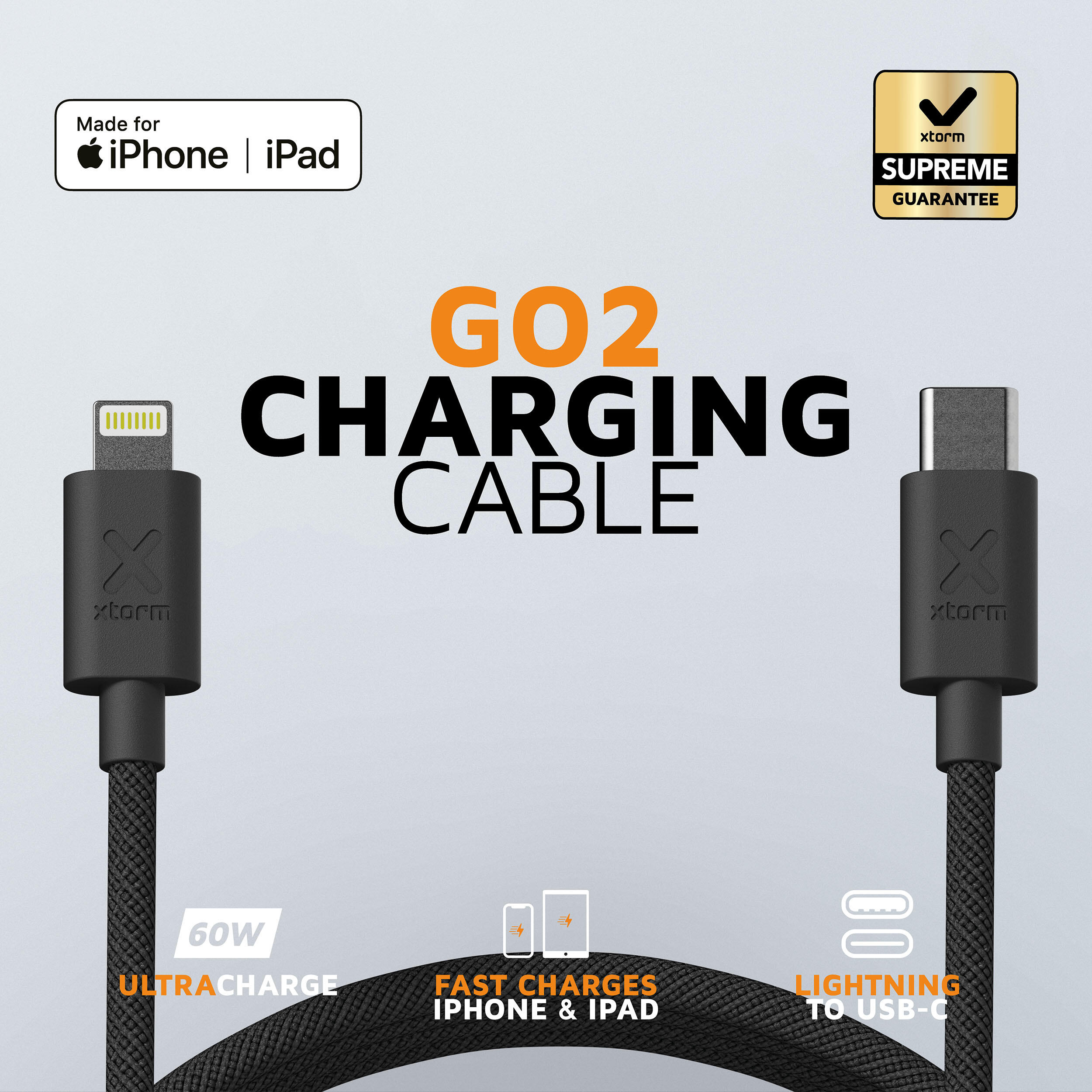 Cable USB-C a Lightning Go2 - 1 metro - Negro 2/5