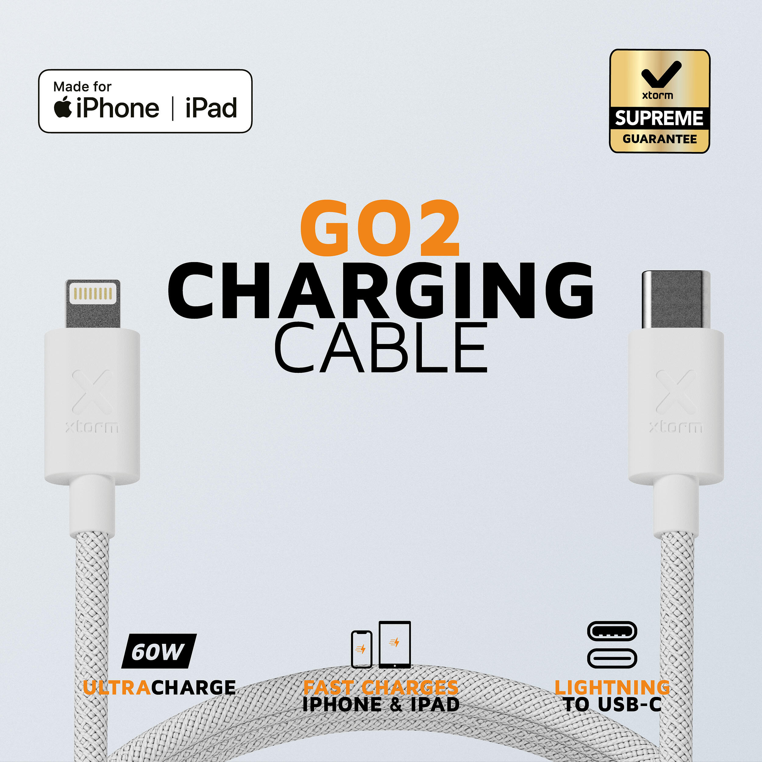 Cable USB-C a Lightning Go2 - 1 metro - Blanco 2/6
