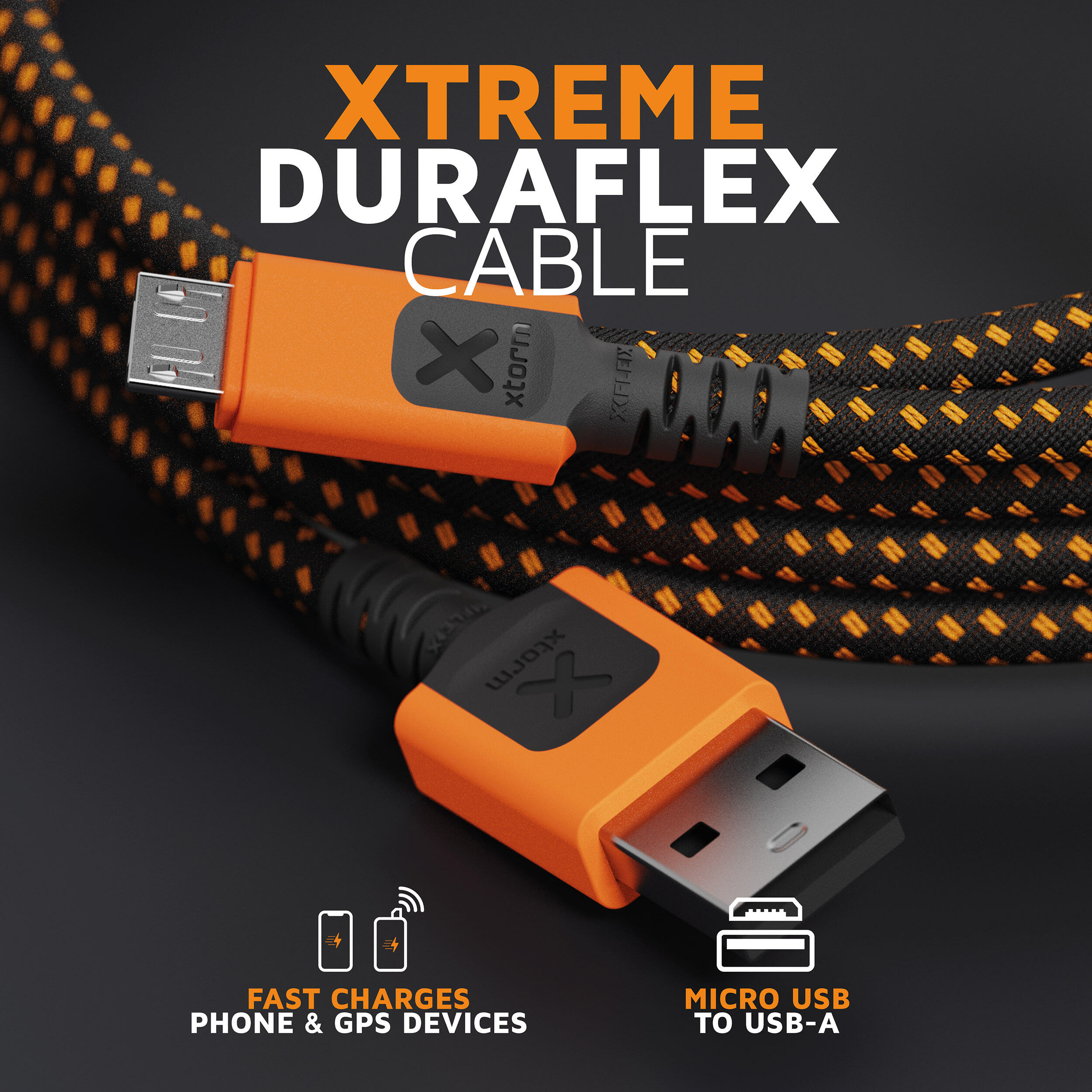Cable USB a Micro USB Xtreme - 1,5 metros - Negro/Naranja 2/6