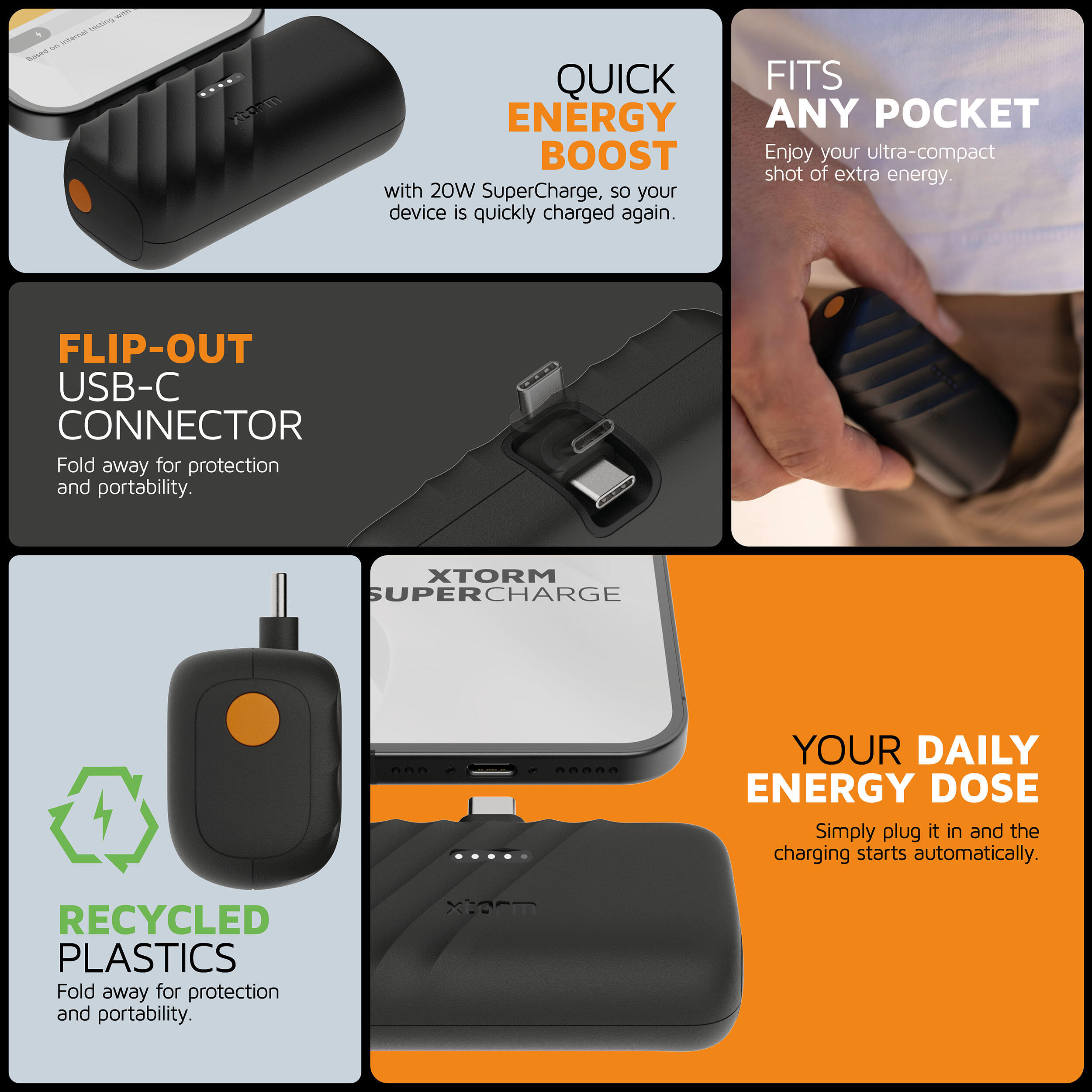 Xtorm Go2 Batterie externe - 5.000 mAh - USB-C Aansluiting 3/6