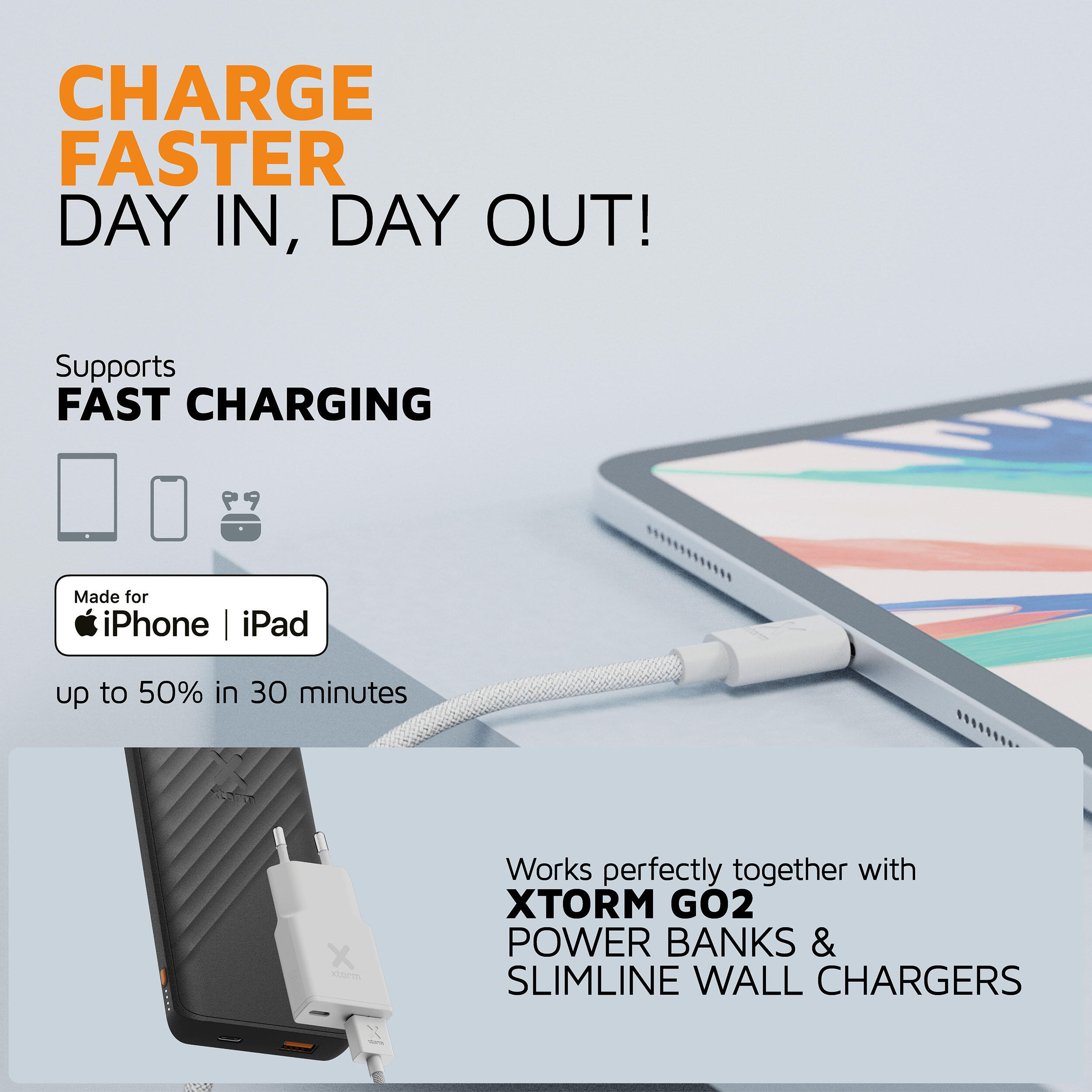 Cable USB-C a Lightning Go2 - 1 metro - Blanco 5/6