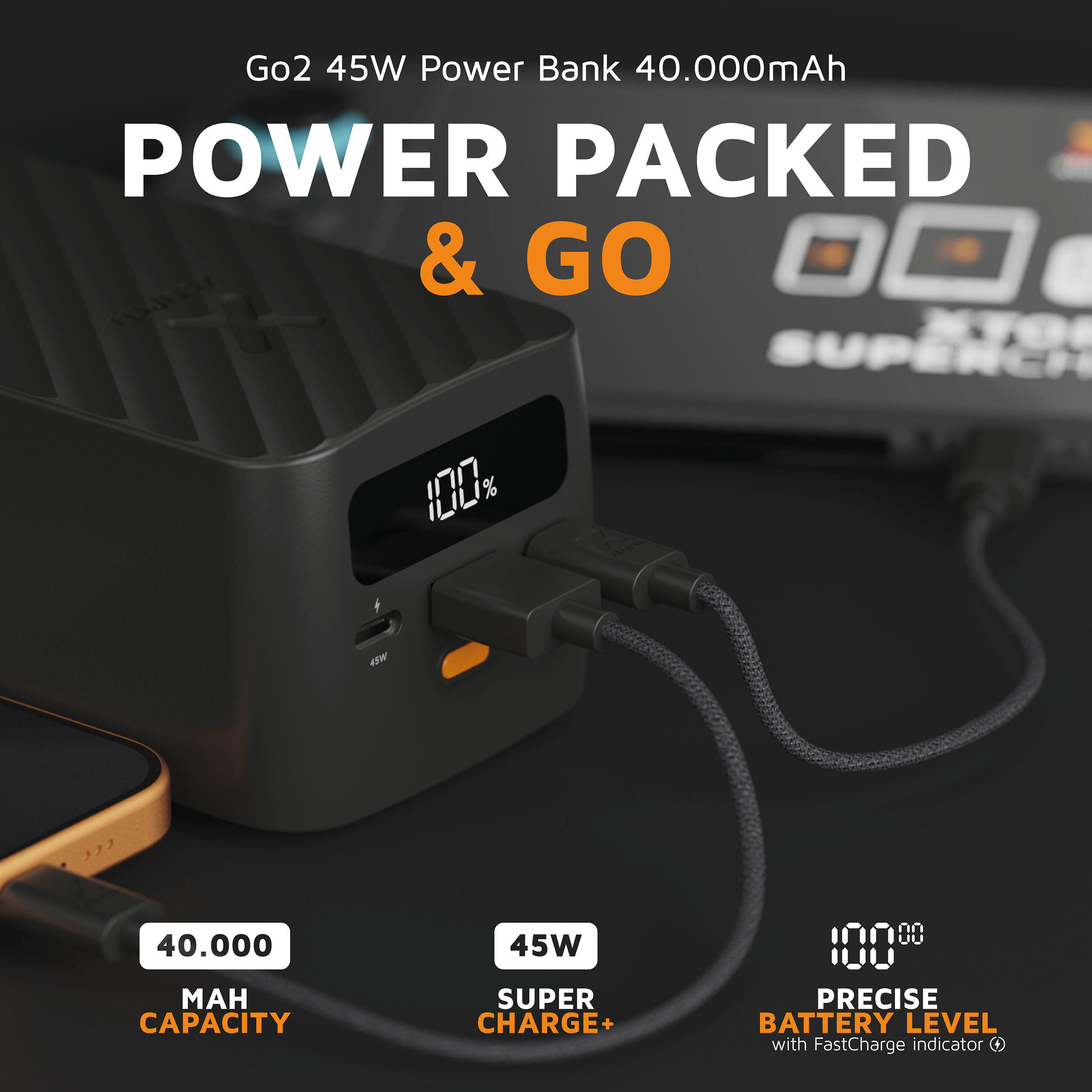 Batería externa Go2 de 40000 mAh - USB-A y USB-C - Negra 2/6