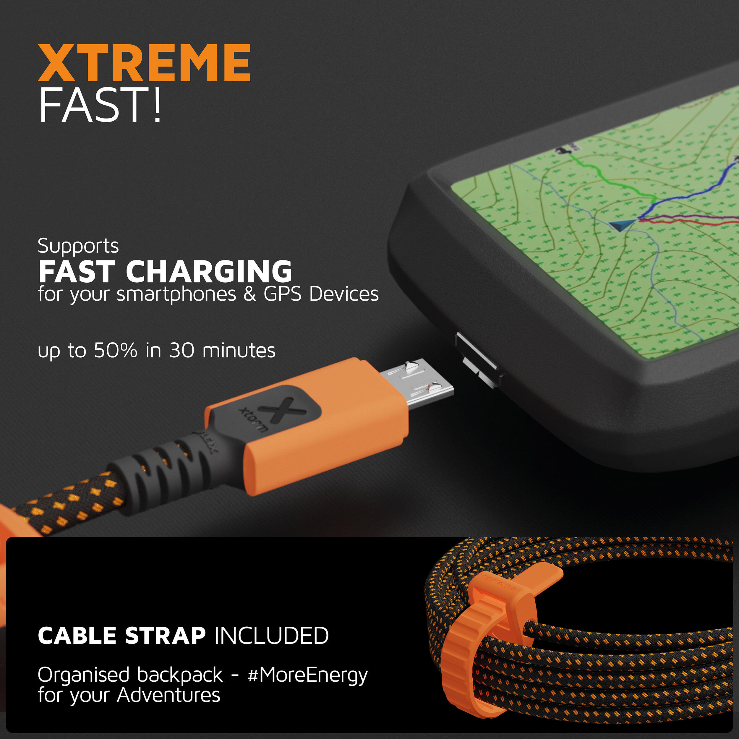 Cable USB a Micro USB Xtreme - 1,5 metros - Negro/Naranja 5/6