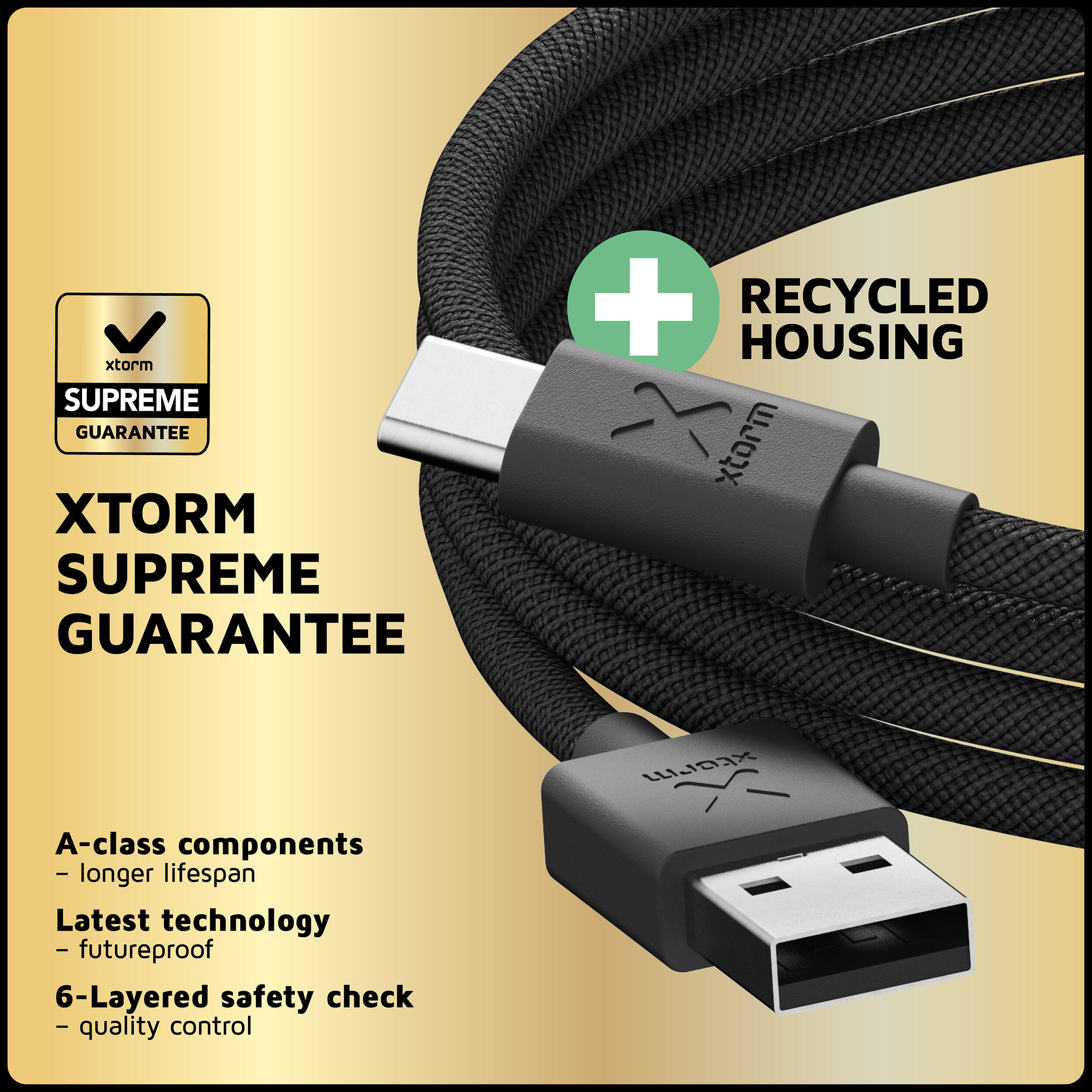 Cable USB-A a USB-C Go2 - 1 metro - Cables USB-A de alta resistencia - Negro 4/5