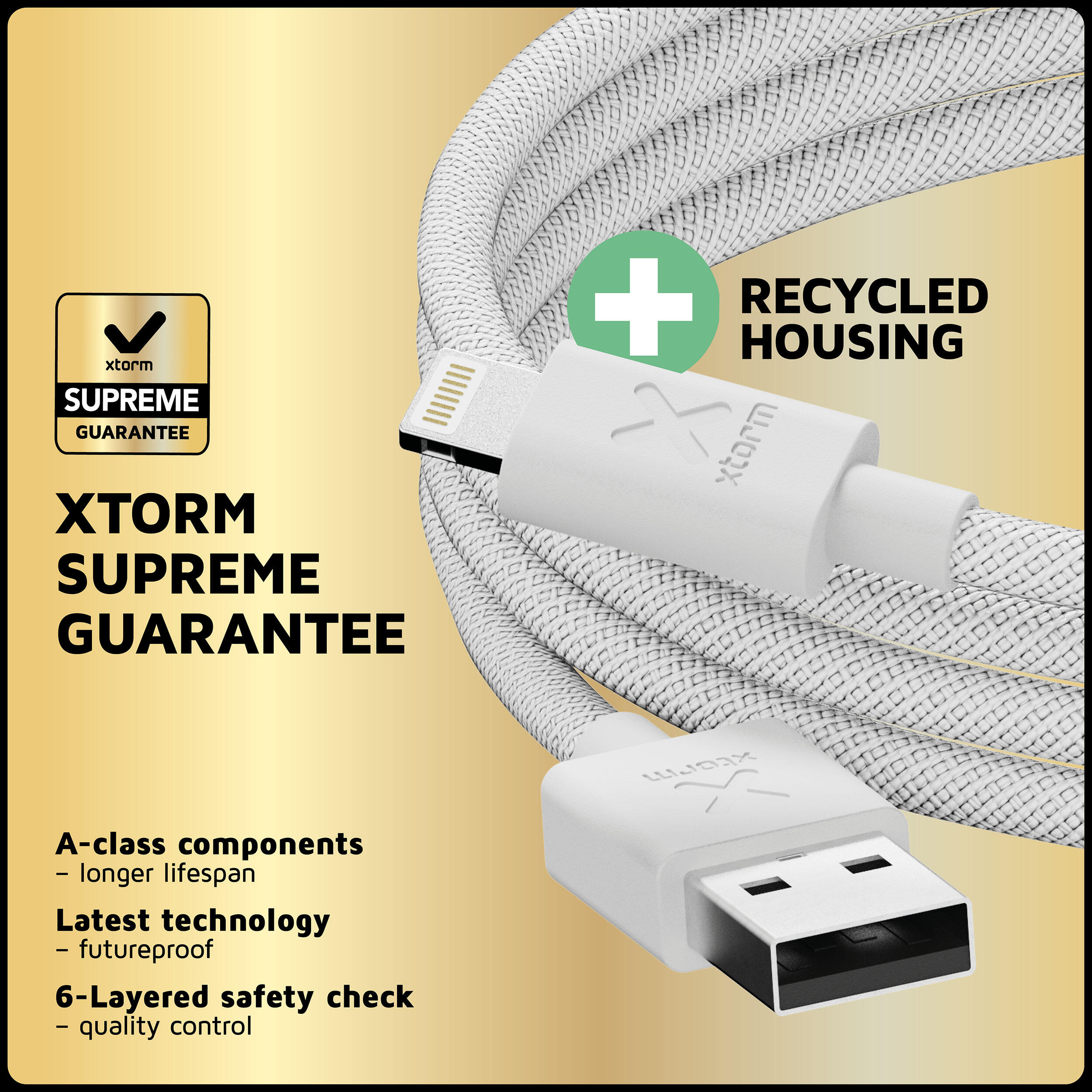 Cable USB a Lightning Go2 - 1 metro - Carga rápida - Blanco 4/6