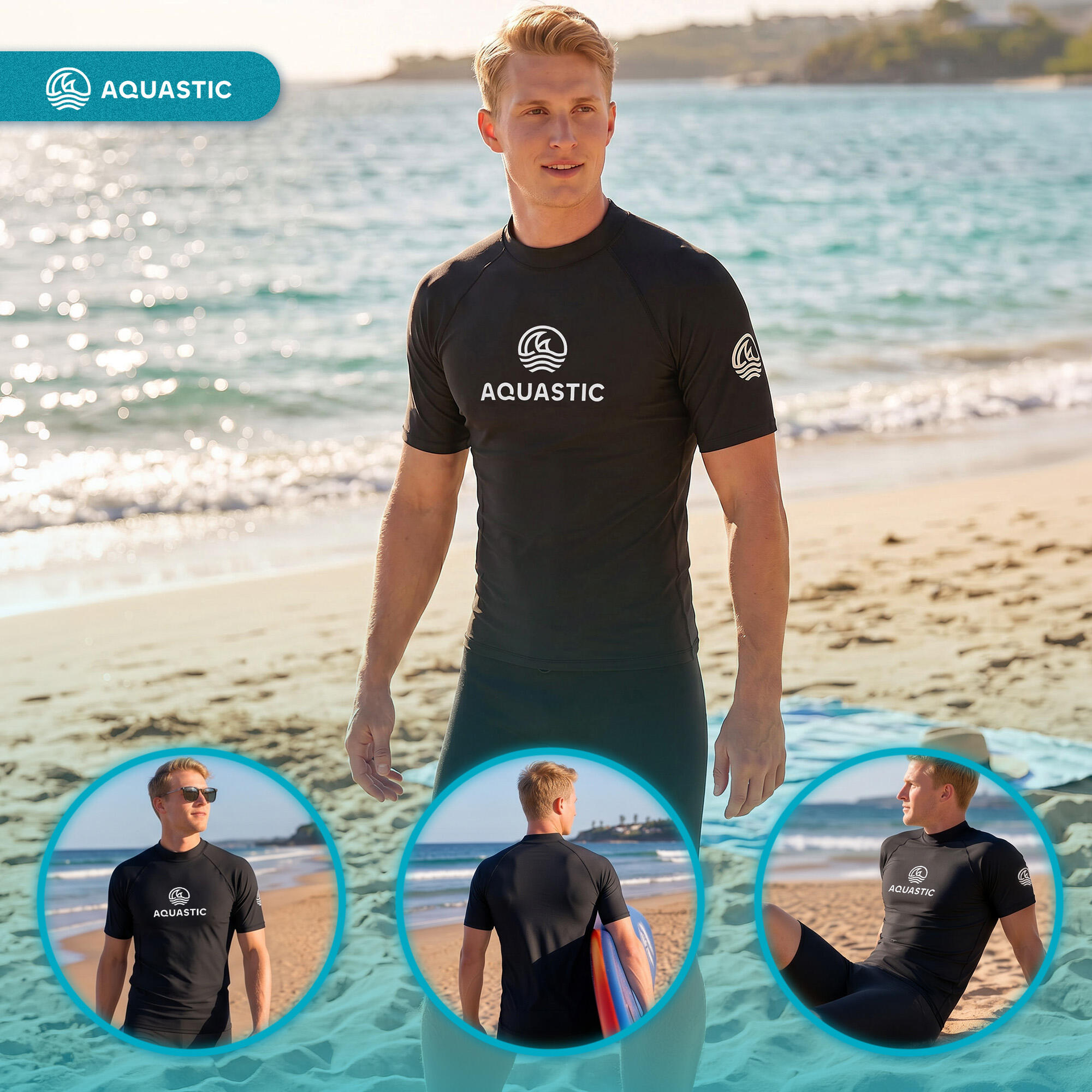 Camiseta masculina AQUASTIC Rimos UV 50+ UPF 4/7