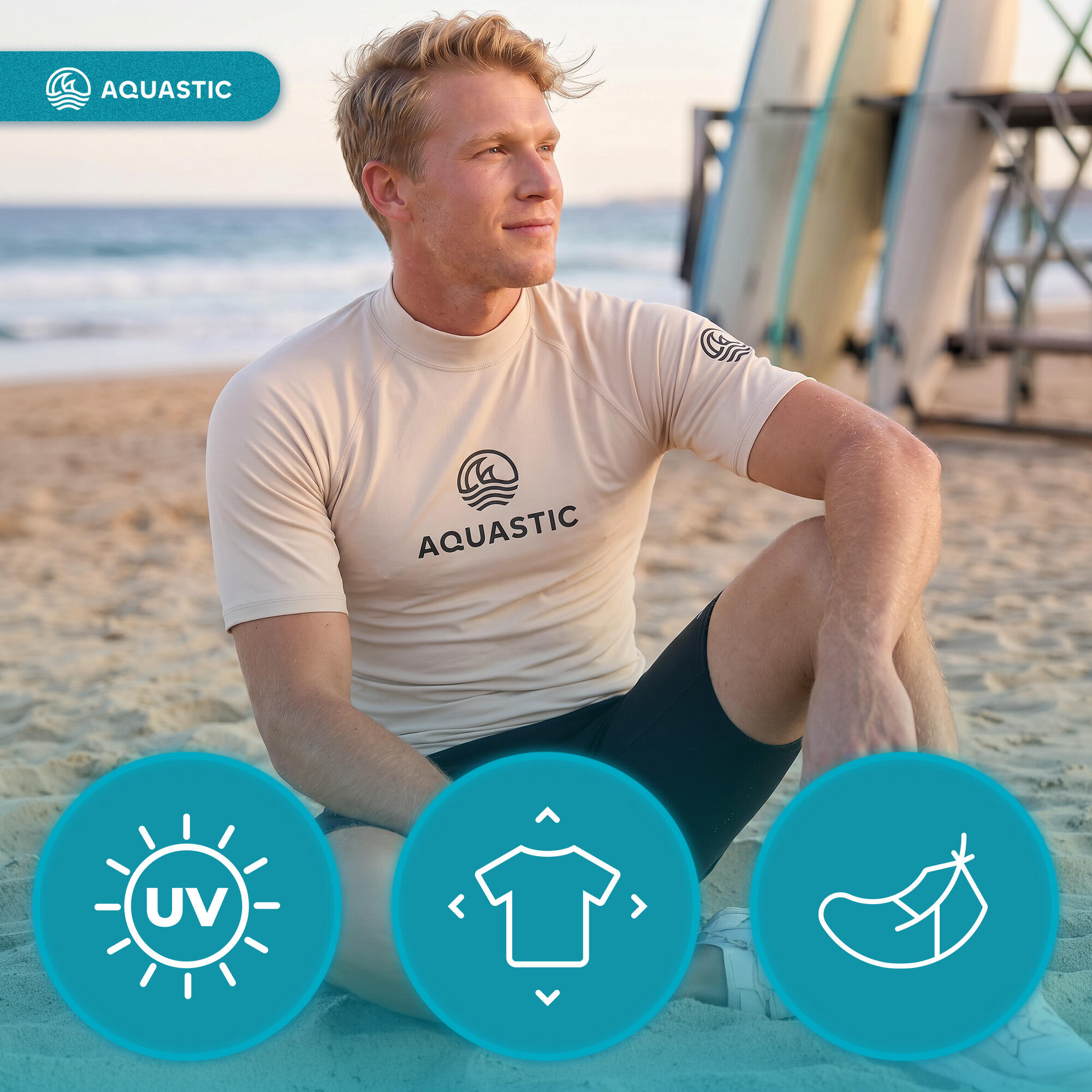 Camiseta masculina AQUASTIC Rimos UV 50+ UPF 4/7