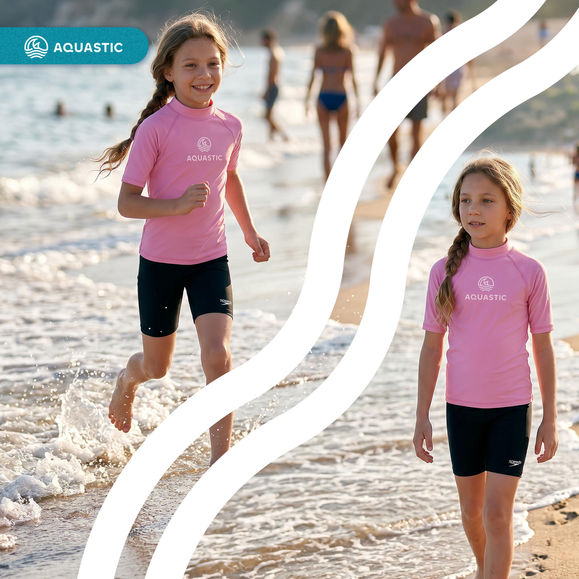 Koszulka dziecięca AQUASTIC Rimos UV 50 UPF do sportów wodnych na basen i plażę 7/7