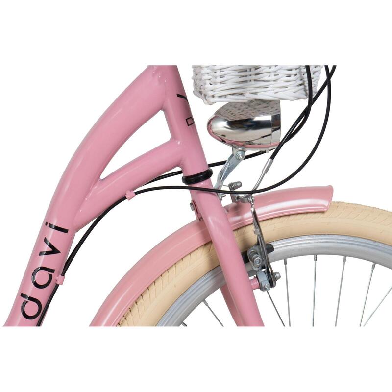 Bicicleta copii Davi Aria, 7 viteze, 24″, 130-165 cm, Roz/Crem