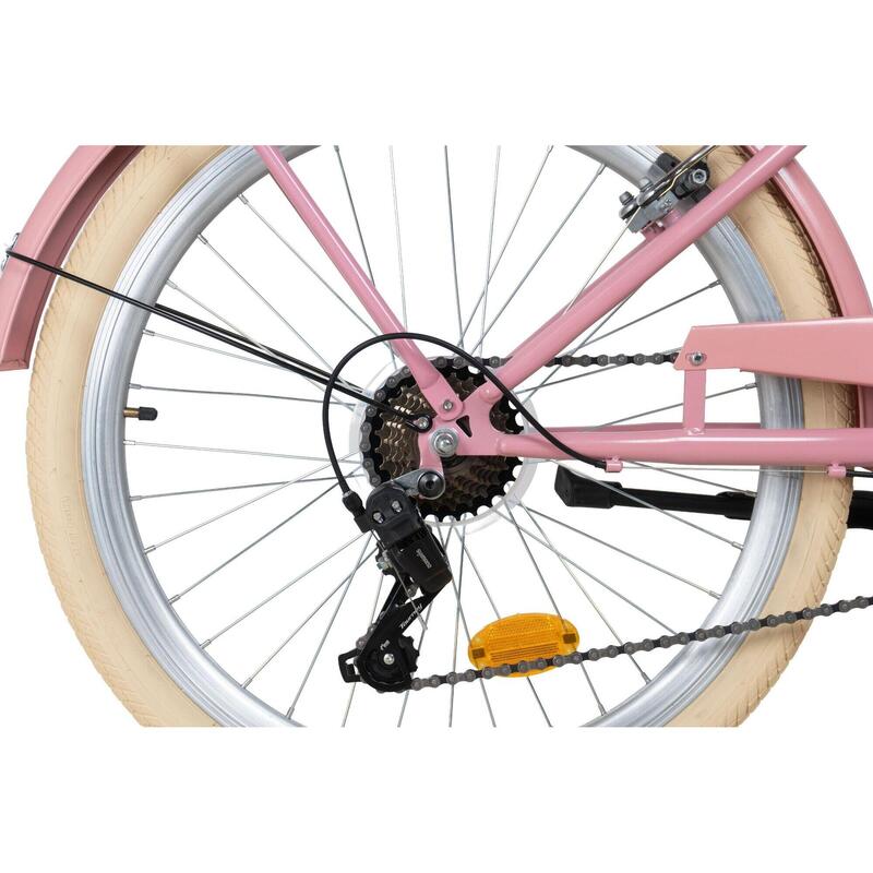 Bicicleta copii Davi Aria, 7 viteze, 24″, 130-165 cm, Roz/Crem