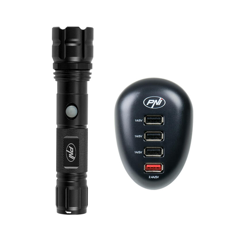 Lanterna PNI Adventure F10 6W, 500lm, raio de até 200m, foco e carregador USB PN