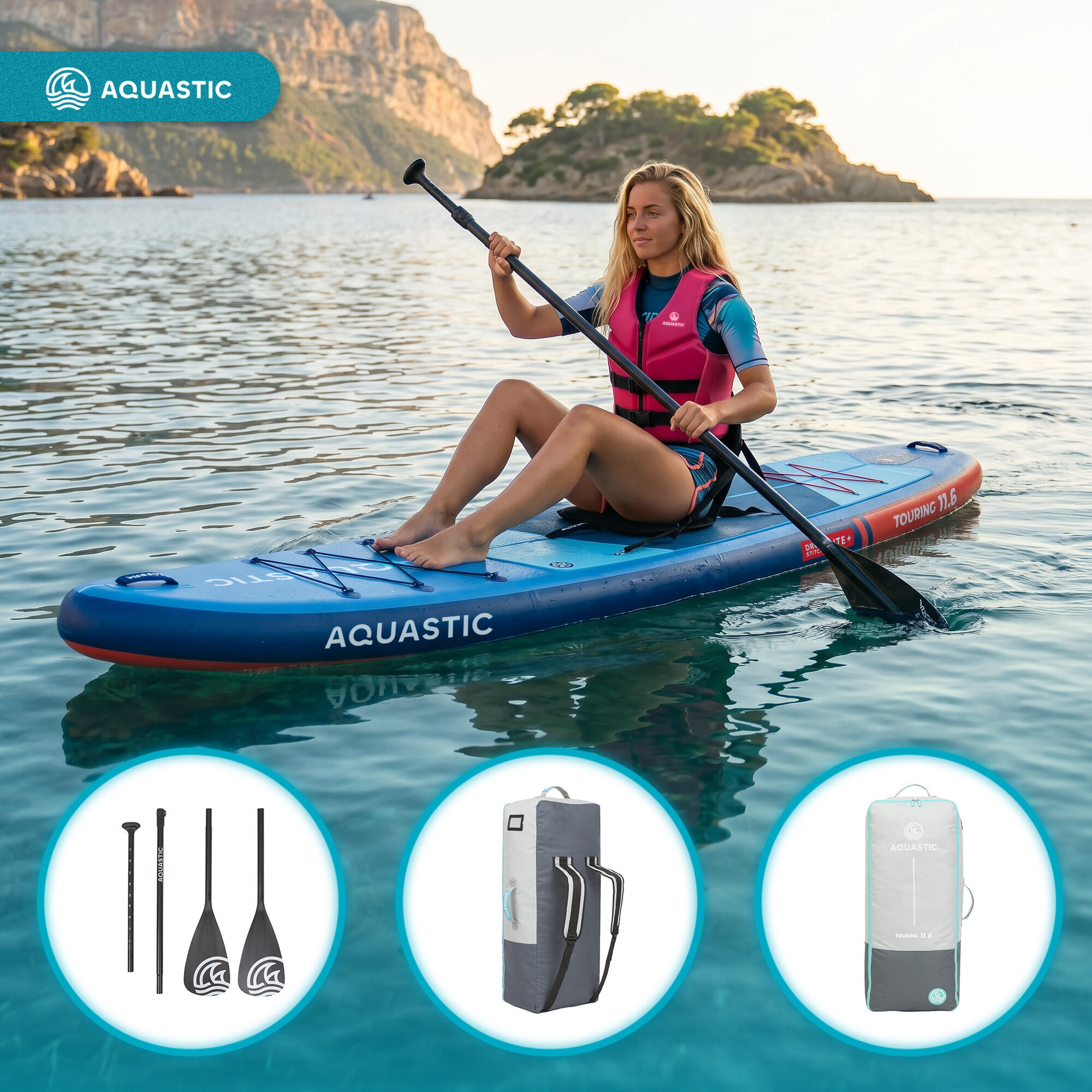 Deska SUP AQUASTIC Touring 11'6" Zestaw z siedziskiem 3/7