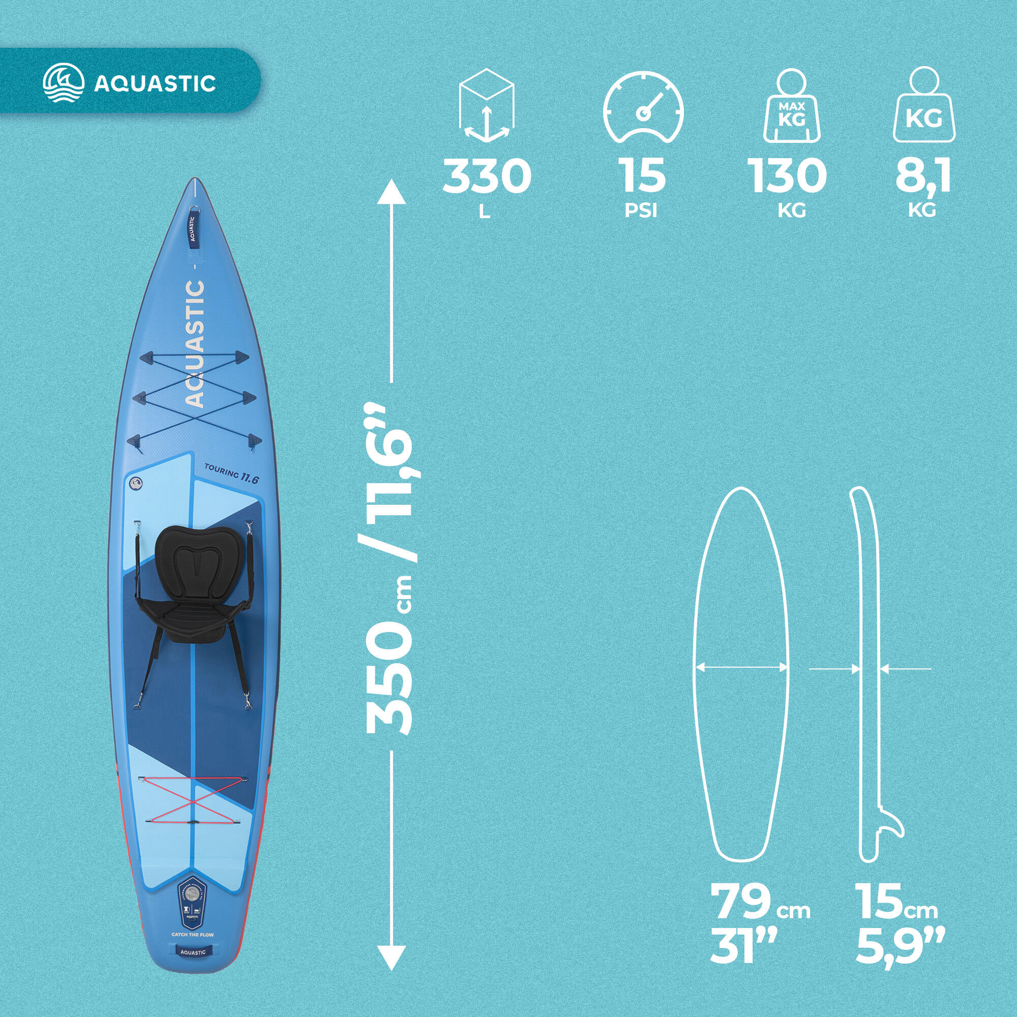Deska SUP AQUASTIC Touring 11'6" Zestaw z siedziskiem 2/7