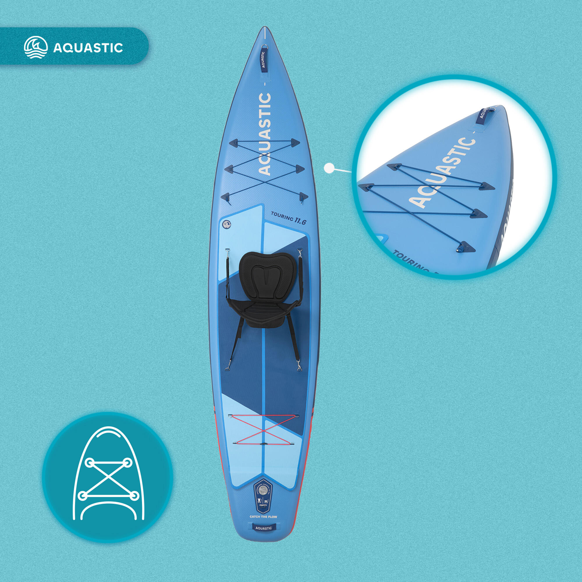 Deska SUP AQUASTIC Touring 11'6" Zestaw z siedziskiem 6/7