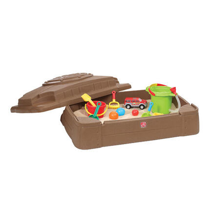 Bac à Sable avec couvercle - 107 cm x 71 cm x 28 cm Play & Store, marron
