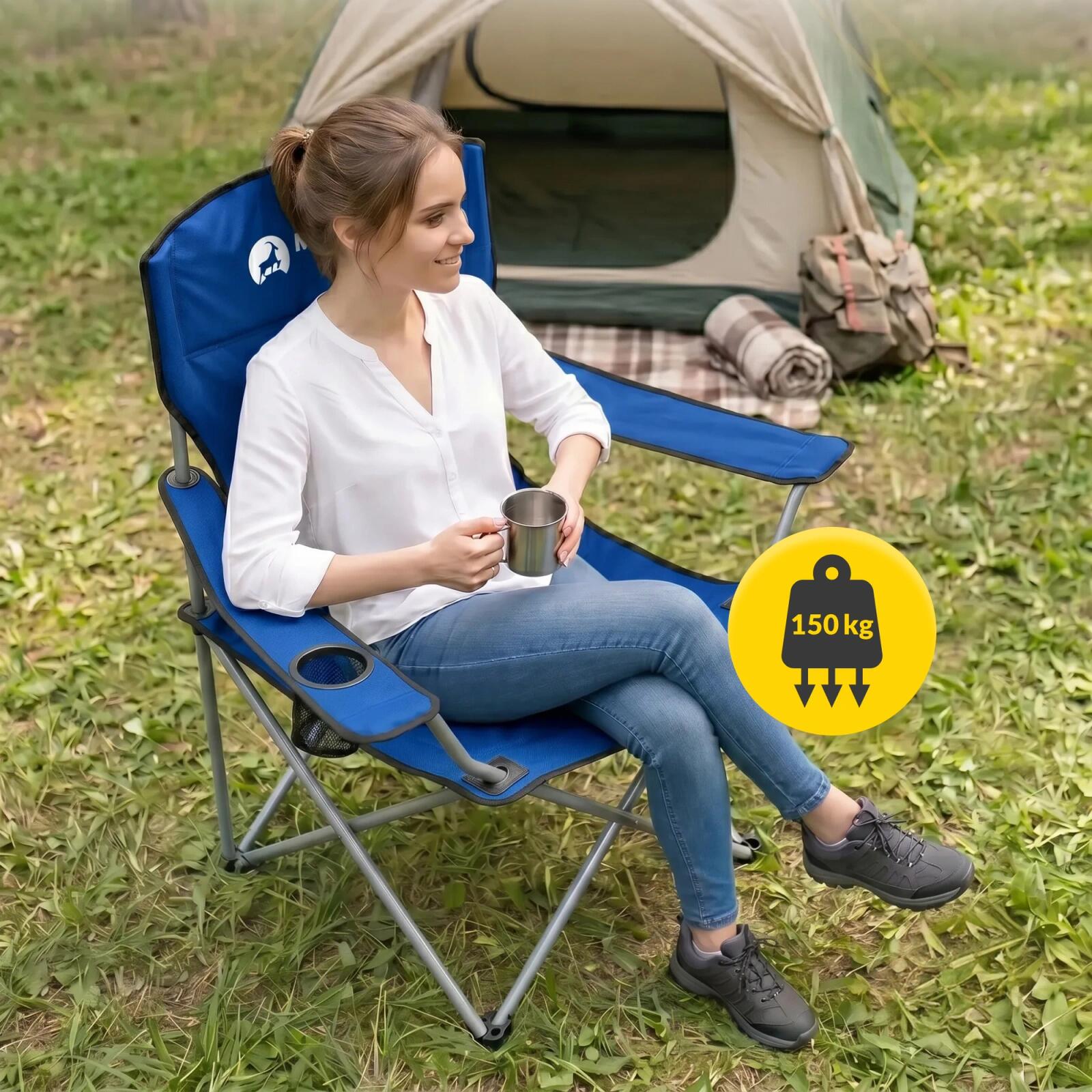 Faltbarer Campingstuhl mit Armlehnen bequem robust MOUNTAIN GOAT 3/7