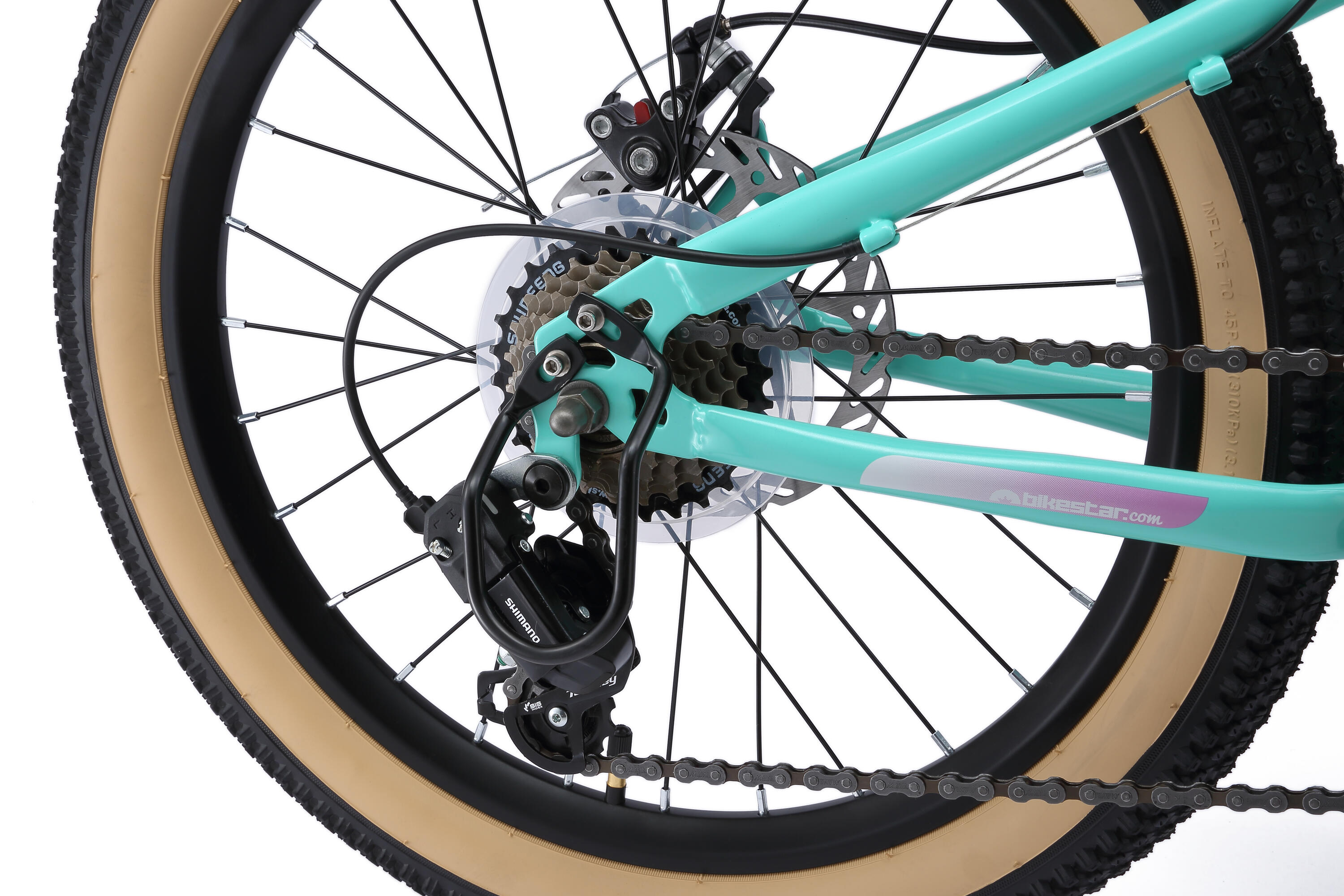 MTB 24" kinderfiets 9 jaar, hardtail, 21 versnellingen, schijfremmen 5/7