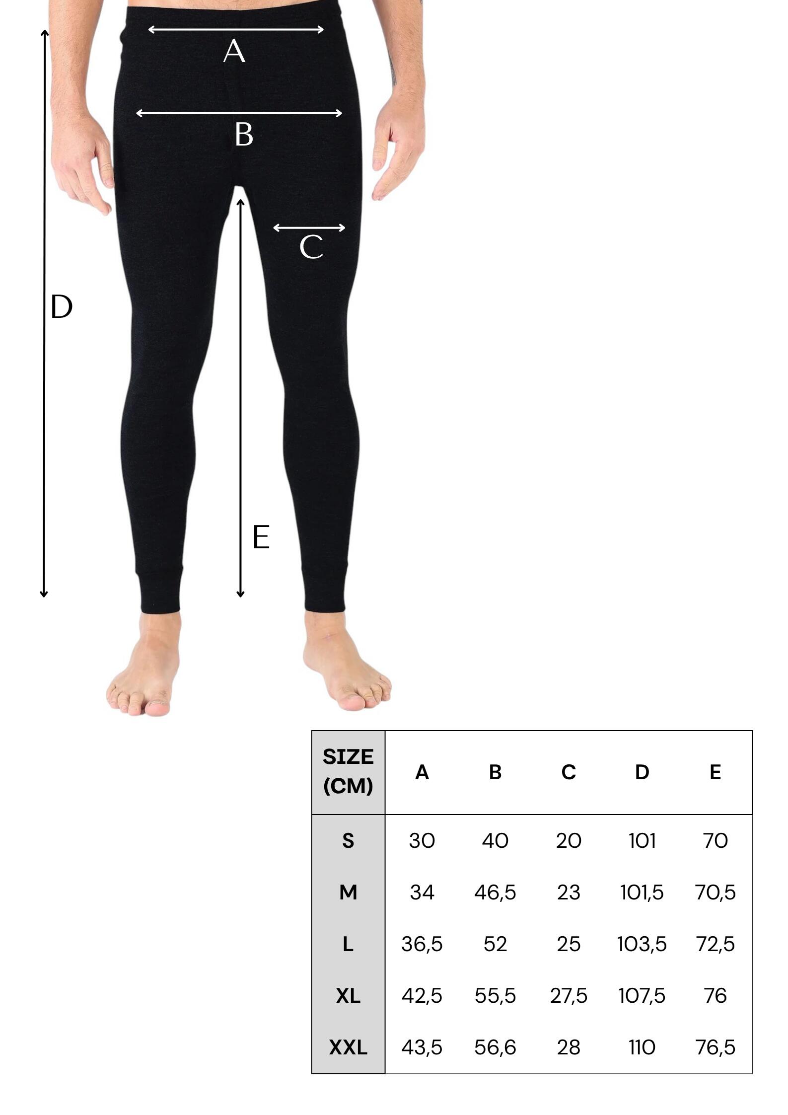 Atlas - Męskie Leginsy z 100% Wełny Merino (195 g/m²) M, Czarny 2/6