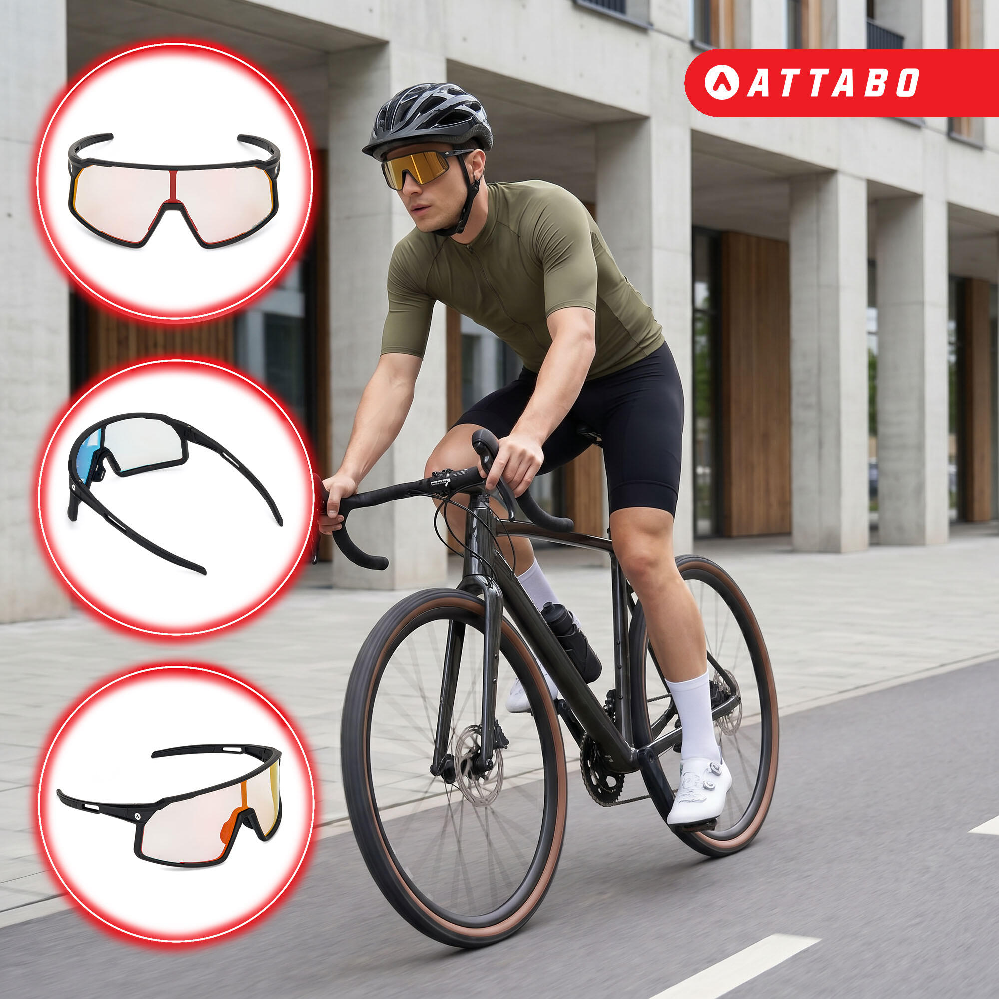 Occhiali da sole da ciclismo ATTABO Stilb 3/7