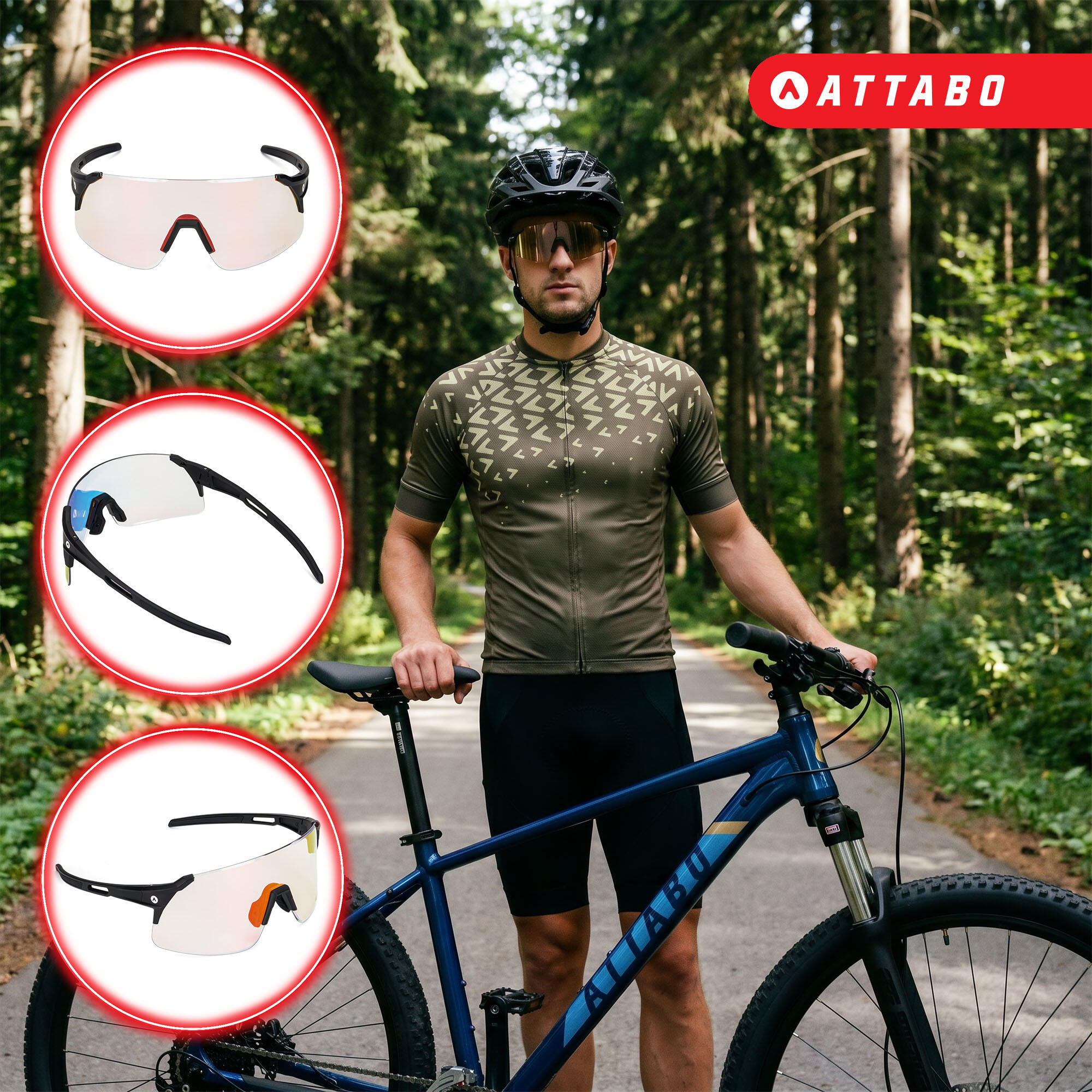 Occhiali da sole da ciclismo ATTABO Stilb Air 3/7