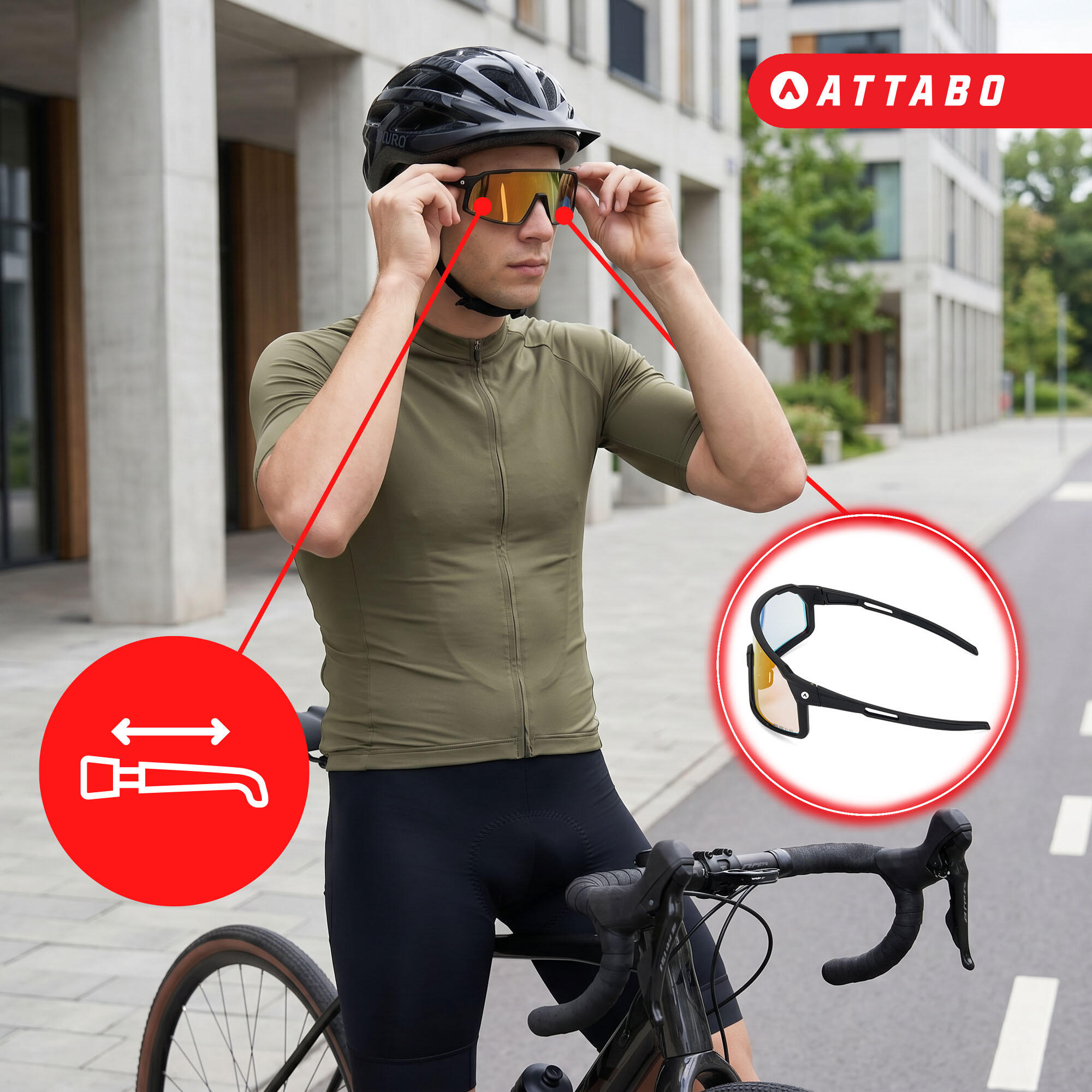 Occhiali da sole da ciclismo ATTABO Stilb 6/7