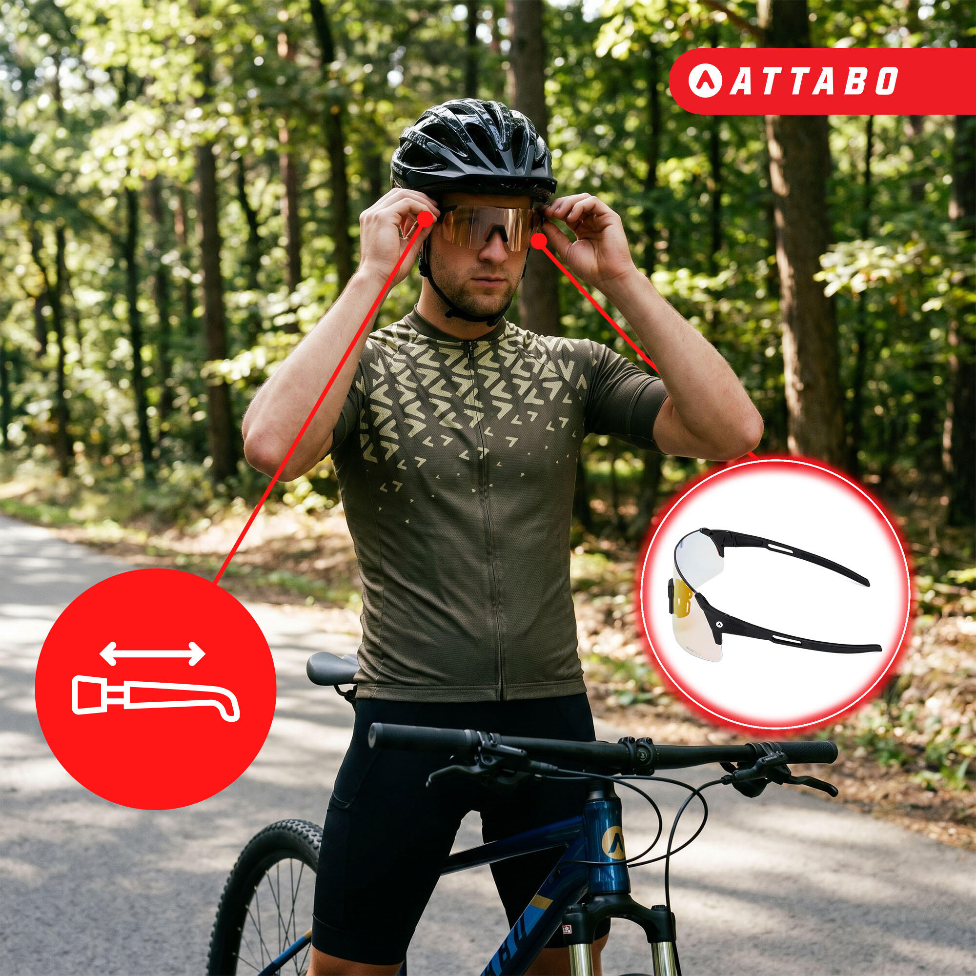 Occhiali da sole da ciclismo ATTABO Stilb Air 6/7