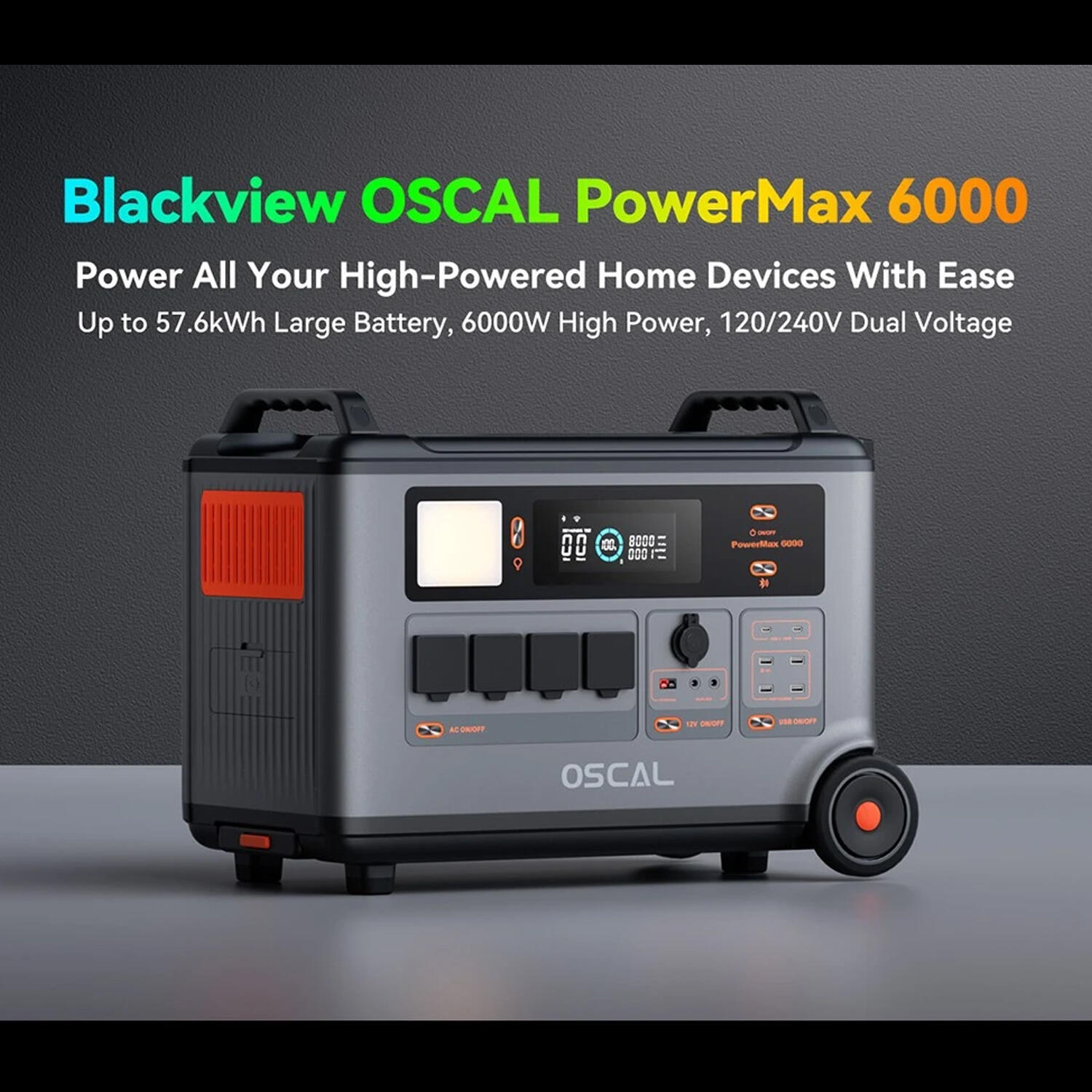 Oscal PowerMax 6000 Générateur Solaire, Station d’énergie à batterie LFP 3600Wh 5/7