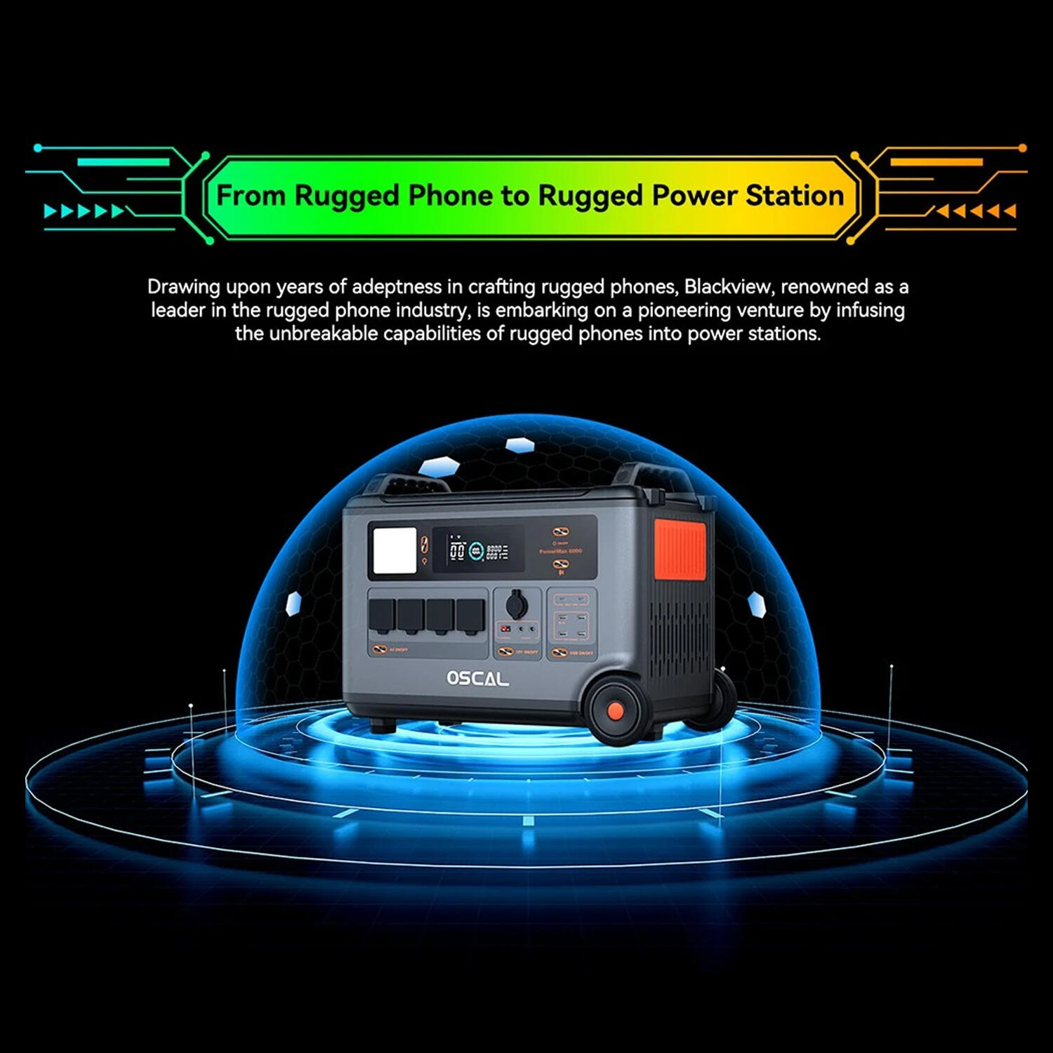 Oscal PowerMax 6000 Générateur Solaire, Station d’énergie à batterie LFP 3600Wh 7/7