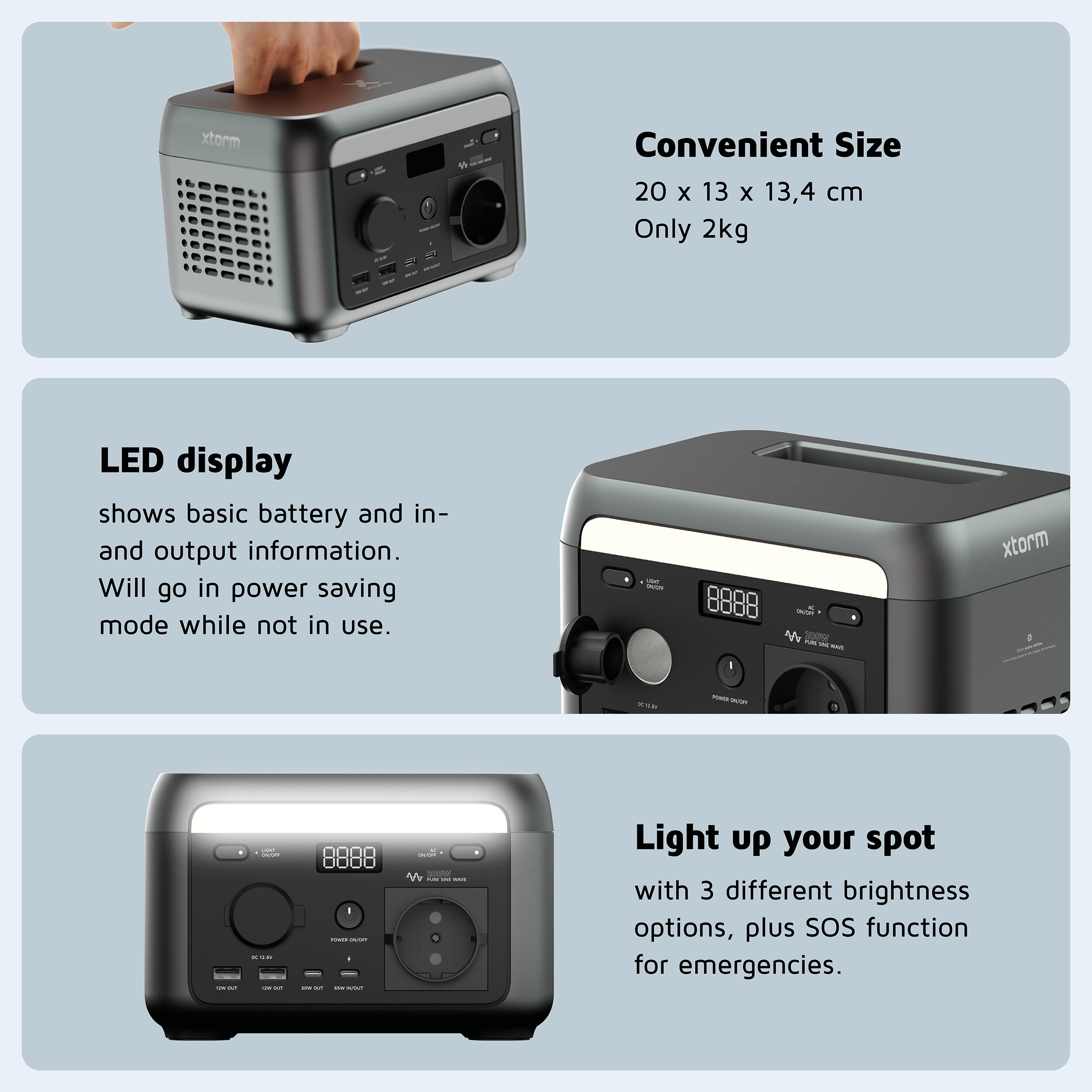 Portable Powerstation 200W Batería portátil con 1x CA, 2x USB-C y 1x 12V Po 5/6