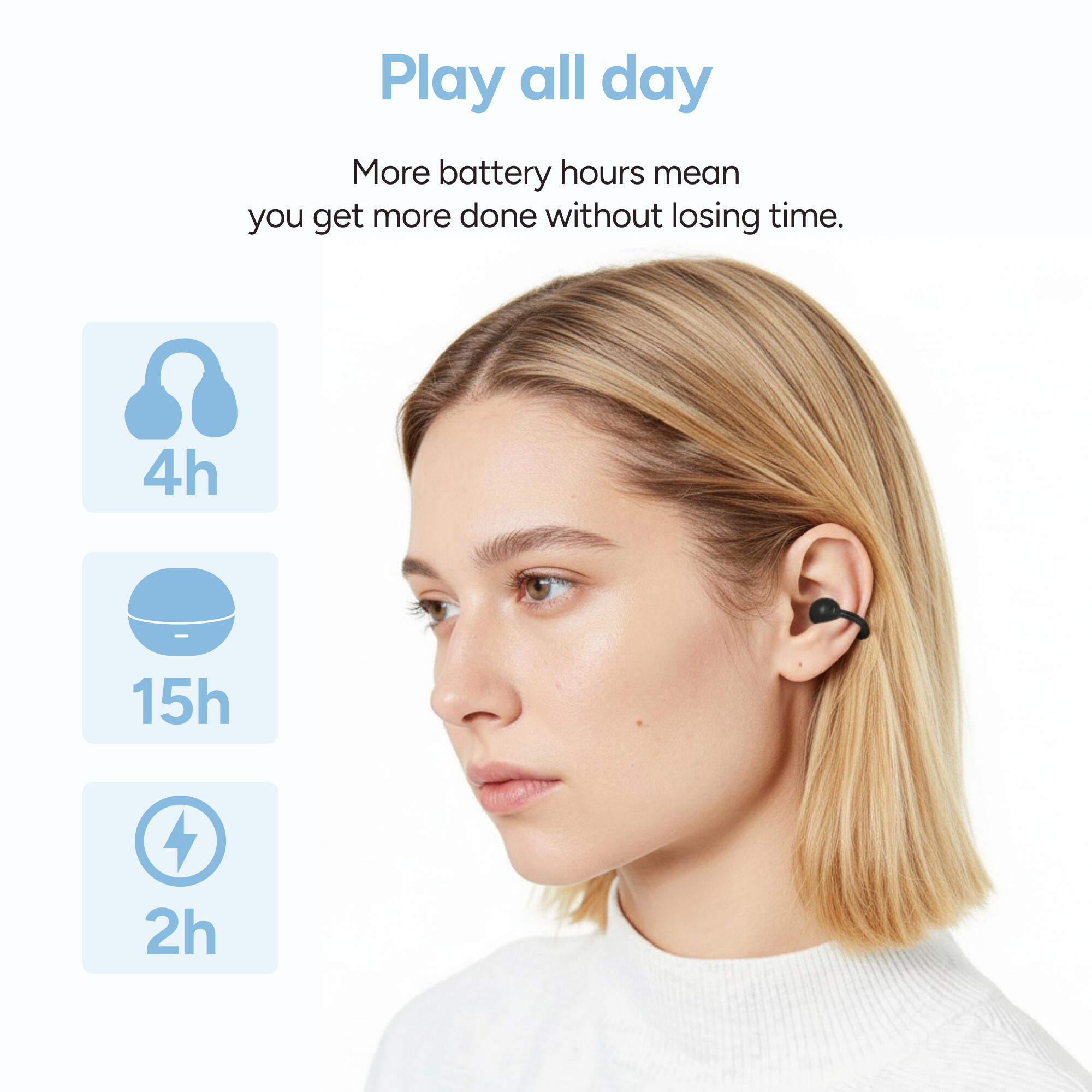 Fones de ouvido sem fio KSIX com clipe 5/8