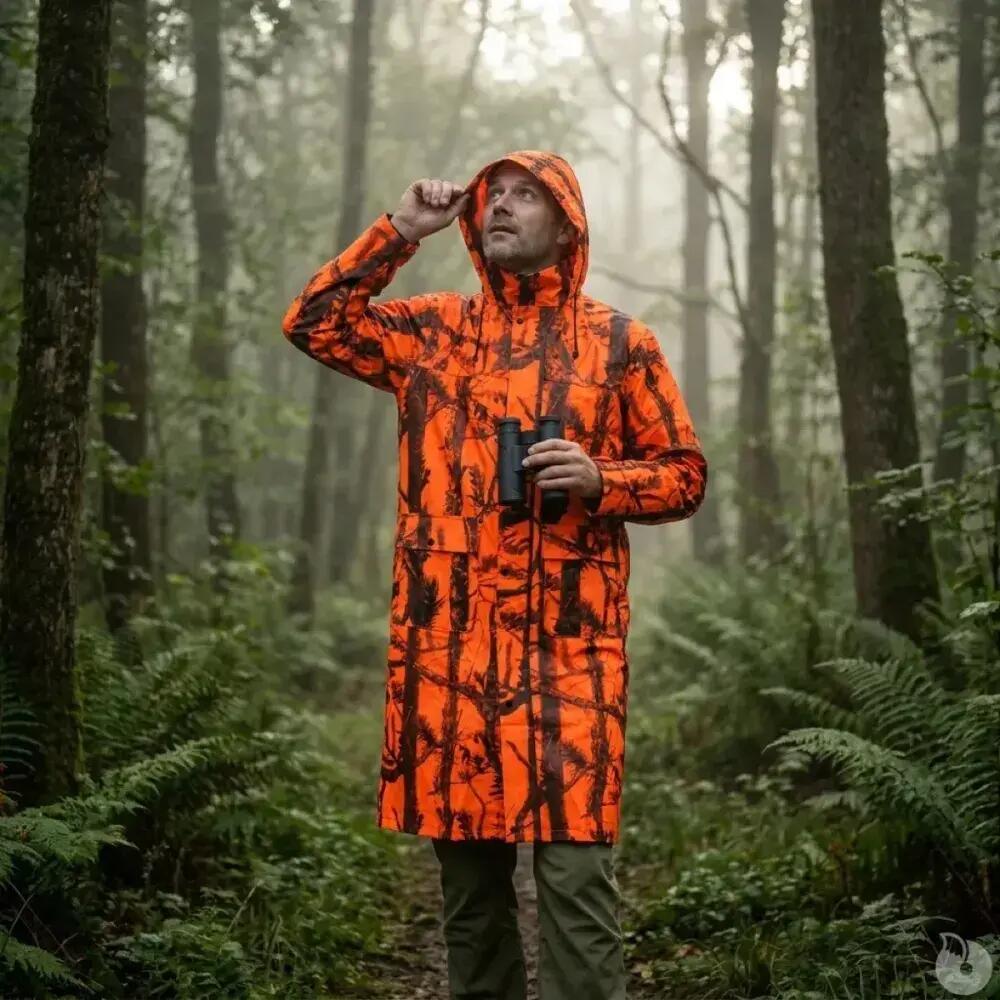 Manteau imperméable long polyuréthane orange camo blaze M à 4XL 3/5