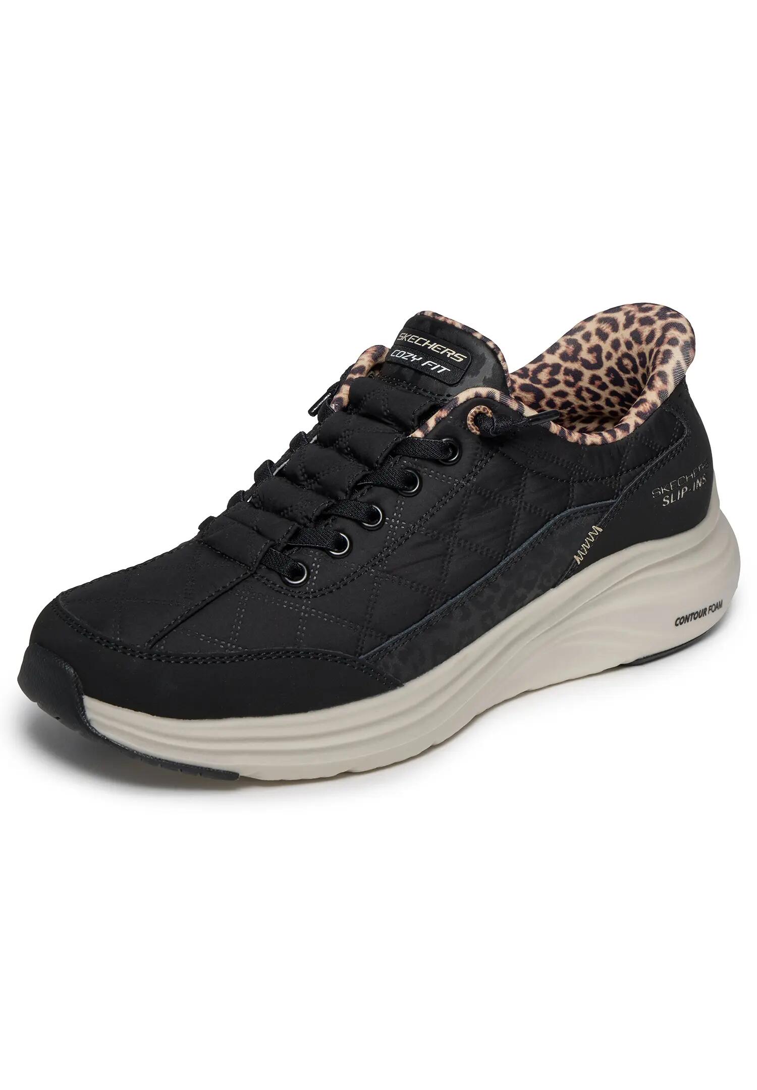 Baskets Femme Noir Skechers CONTOUR FOAM-LEOPARD DREAM 2/15